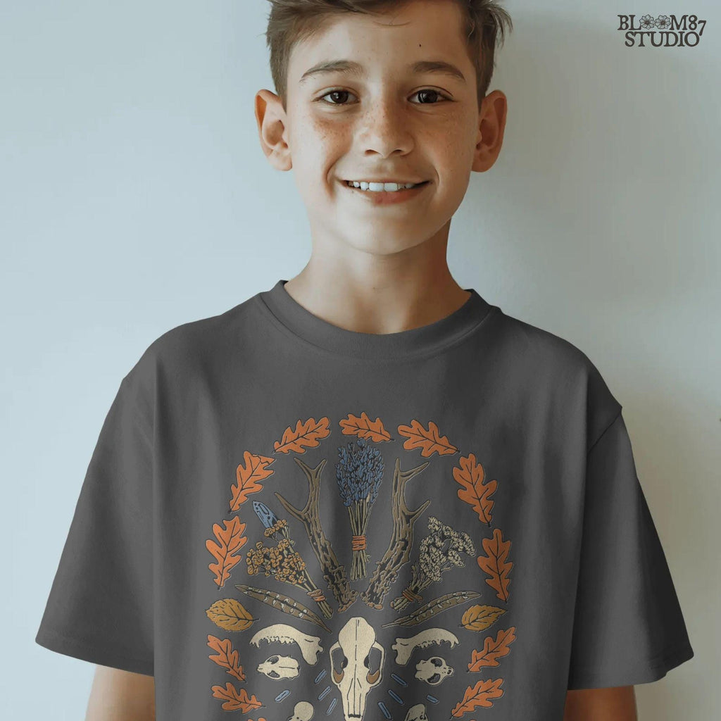 Solid version: "Witchy fall mandala sublimation PNG with deer skull, herbs, feathers, crystals and autumn leaves, solid style"

Distressed version: "Deer skull mandala with herbs, feathers, crystals and autumn leaves, witchy sublimation PNG, distressed vintage style"