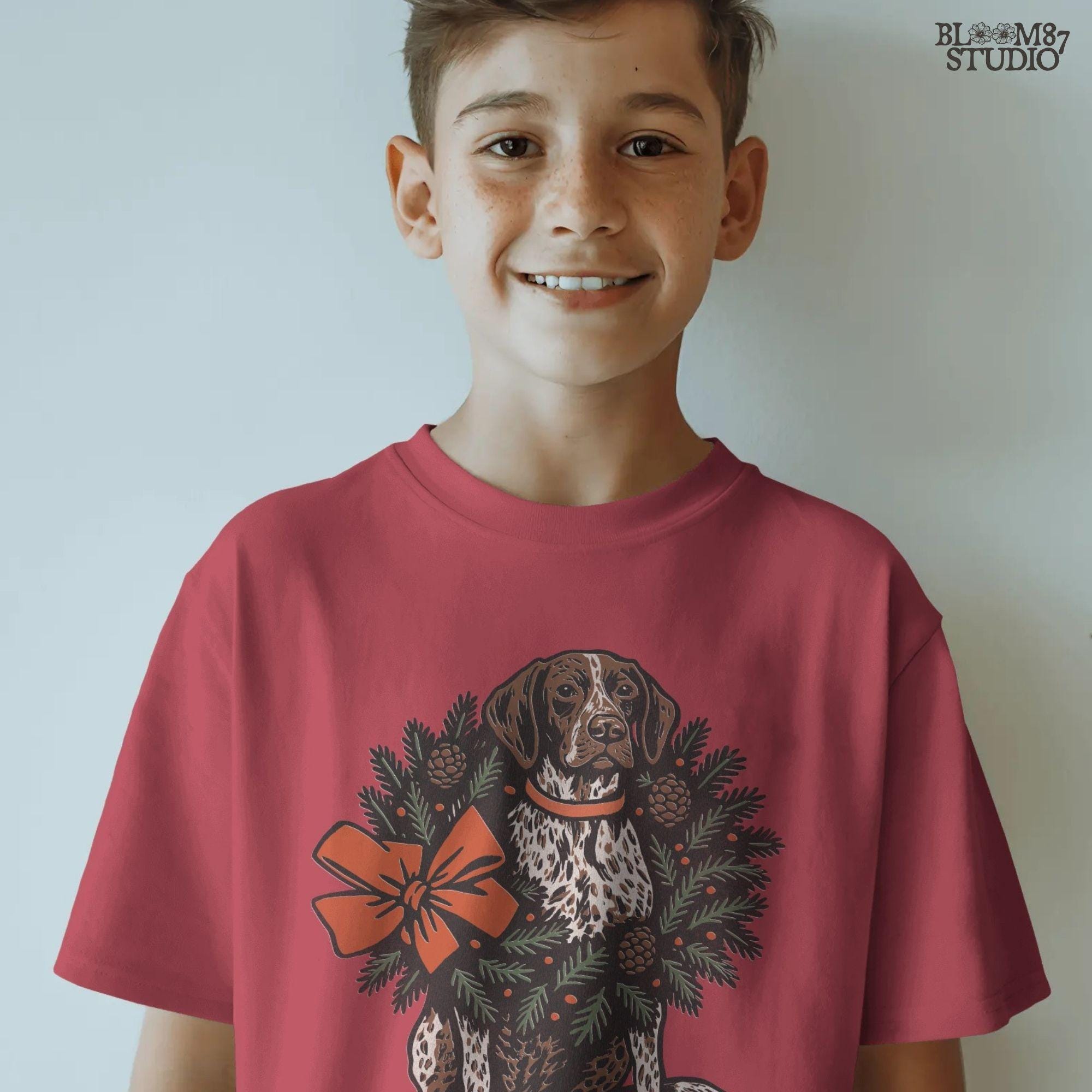 Solid version: "Christmas German Shorthaired Pointer sublimation PNG dog sitting in holiday wreath with pinecones and red bow festive clipart solid style"

Distressed version: "German Shorthaired Pointer Christmas dog in wreath with pinecones greenery and bow sublimation PNG rustic holiday clipart distressed style"