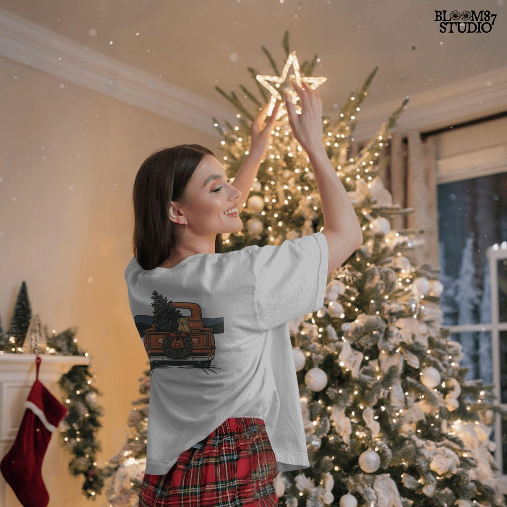 Solid version: "Christmas truck sublimation PNG with vintage red pickup carrying tree dog and wreath, farmhouse holiday design solid style"

Distressed version: "Vintage red truck with dog and Christmas tree sublimation PNG, rustic farmhouse holiday clipart distressed style"