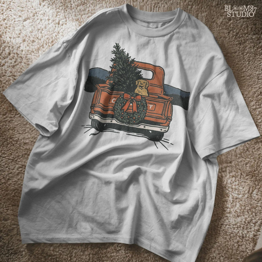 Solid version: "Christmas truck sublimation PNG with vintage red pickup carrying tree dog and wreath, farmhouse holiday design solid style"

Distressed version: "Vintage red truck with dog and Christmas tree sublimation PNG, rustic farmhouse holiday clipart distressed style"
