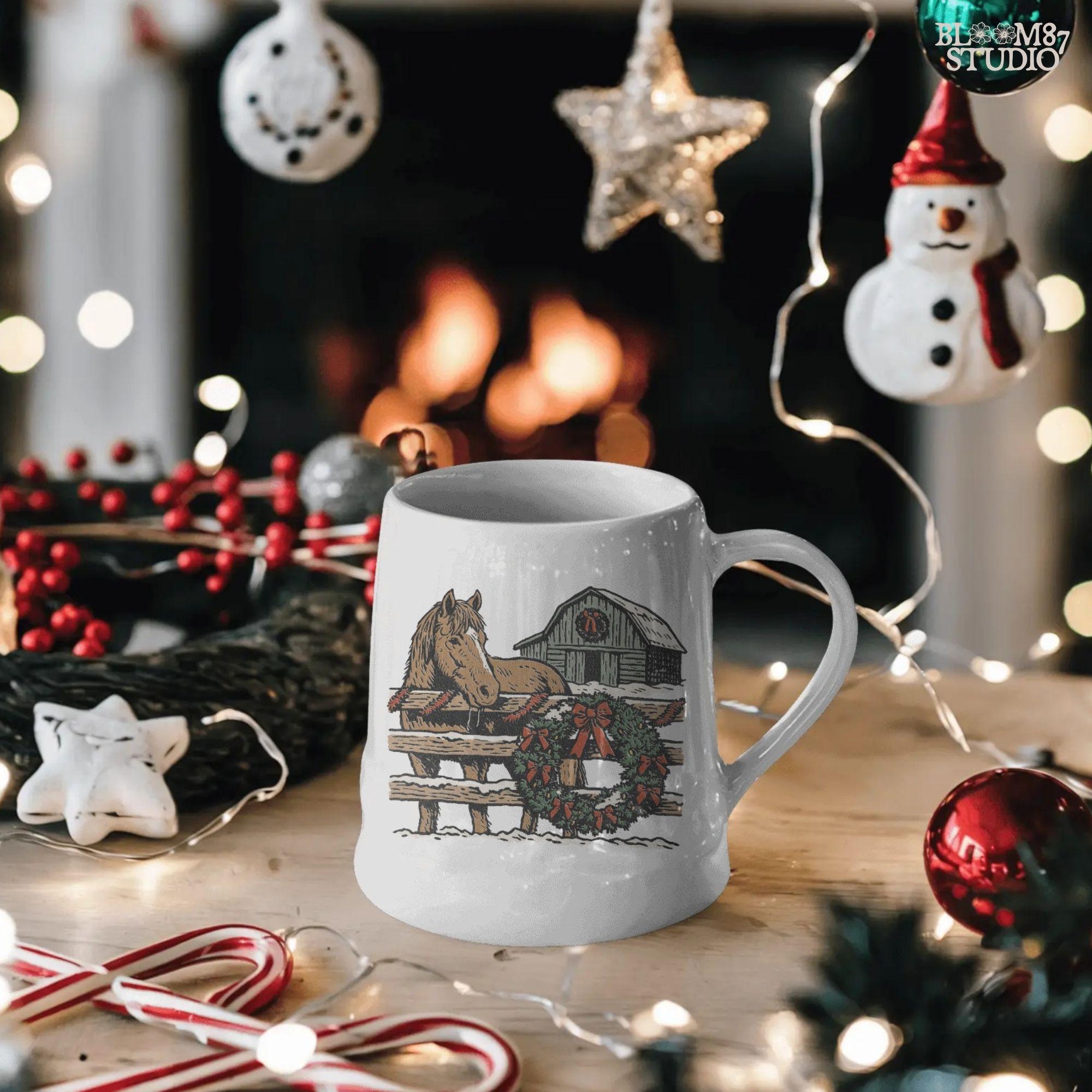 Solid version: "Christmas horse sublimation PNG with rustic barn snowy fence and holiday wreath farmhouse design solid style"

Distressed version: "Rustic Christmas horse with barn and wreath sublimation PNG winter farmhouse holiday clipart distressed style"