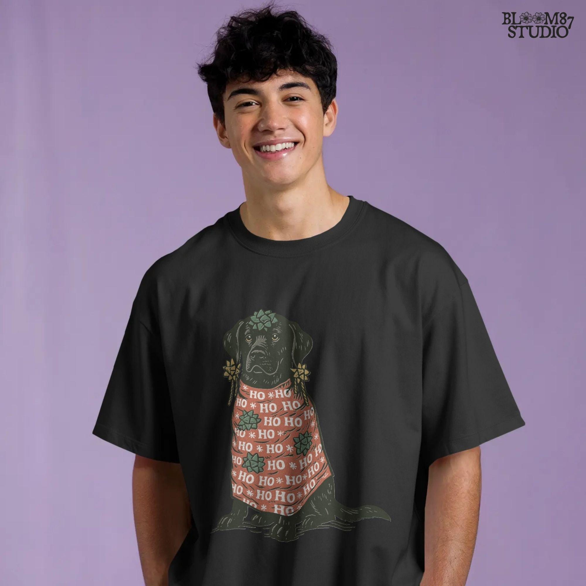 Solid version: "Christmas Black Labrador sublimation PNG dog in red Ho Ho Ho sweater decorated with gift bows holiday clipart solid style"

Distressed version: "Black Labrador Christmas dog in Ho Ho Ho sweater with bows sublimation PNG rustic holiday clipart distressed style"