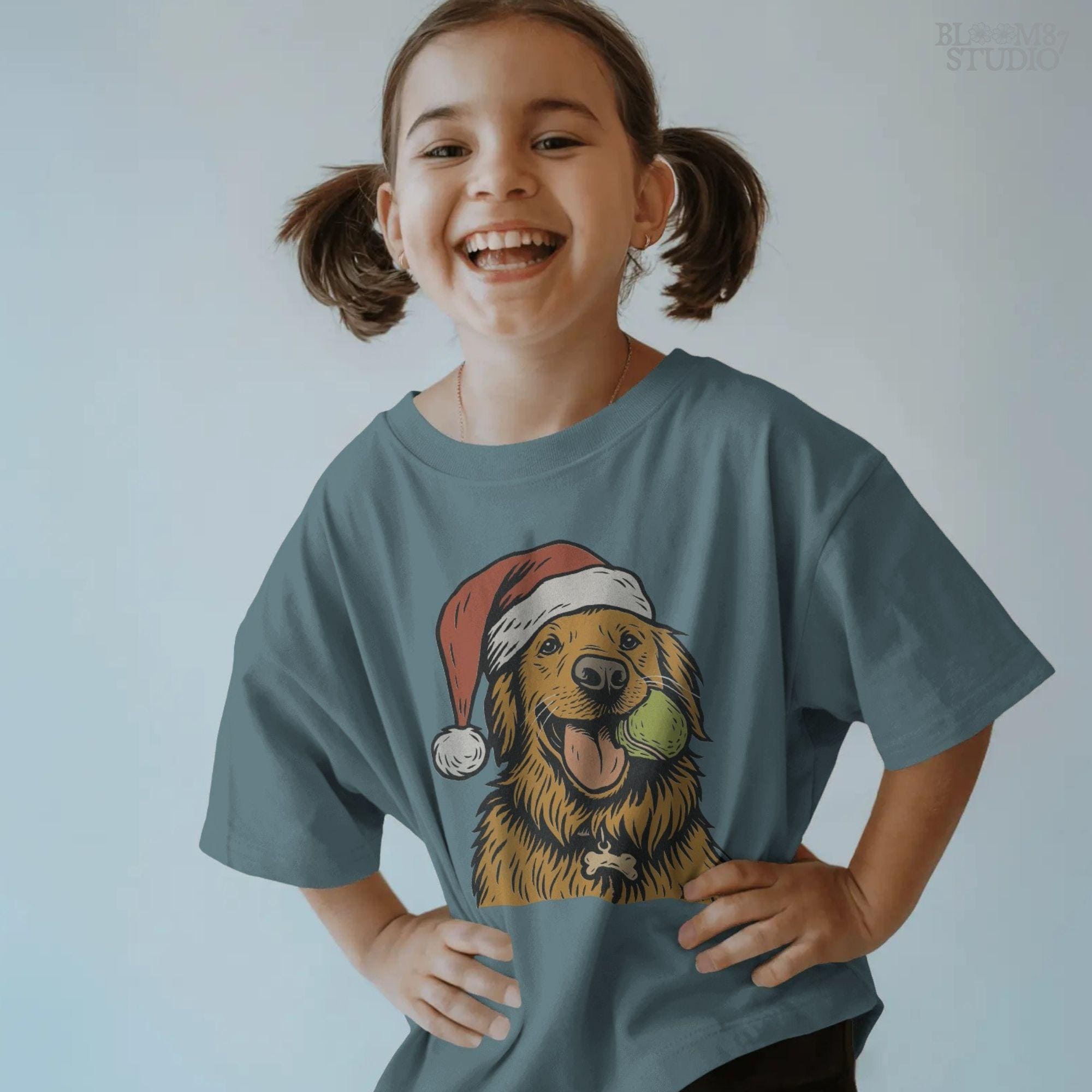 Solid version: "Christmas Golden Retriever sublimation PNG dog in Santa hat holding tennis ball festive holiday clipart solid style"

Distressed version: "Golden Retriever Christmas dog in Santa hat with tennis ball sublimation PNG rustic festive clipart distressed style"