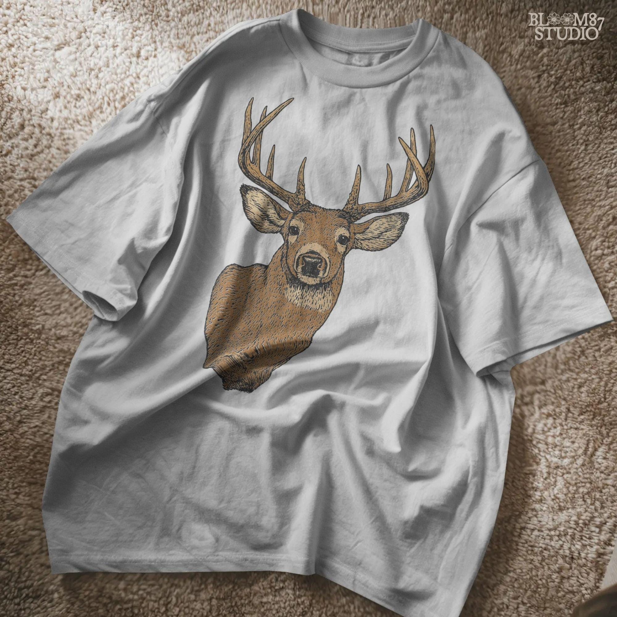 Solid version: "Deer head sublimation PNG with detailed buck and large antlers rustic hunting clipart solid style"

Distressed version: "Distressed deer head sublimation PNG rustic buck antlers hunting lodge wall art vintage style"