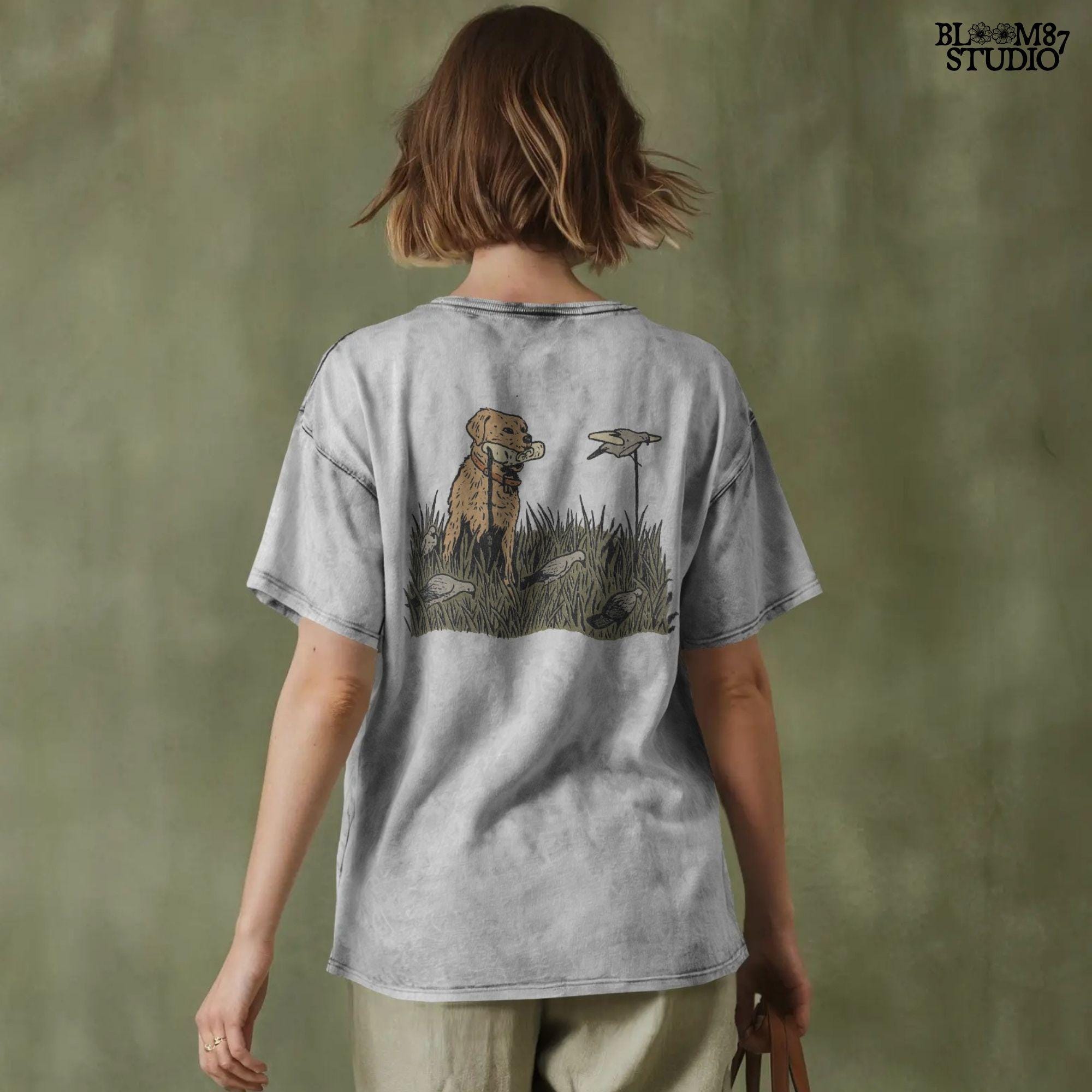 Solid version: "Golden Retriever hunting dog sublimation PNG standing in tall grass with dove decoys rustic outdoor field solid design"

Distressed version: "Distressed Golden Retriever hunting dog sublimation PNG with dove decoys in tall grass rustic outdoor hunting clipart"
