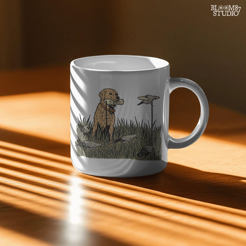 Solid version: "Golden Retriever hunting dog sublimation PNG standing in tall grass with dove decoys rustic outdoor field solid design"

Distressed version: "Distressed Golden Retriever hunting dog sublimation PNG with dove decoys in tall grass rustic outdoor hunting clipart"