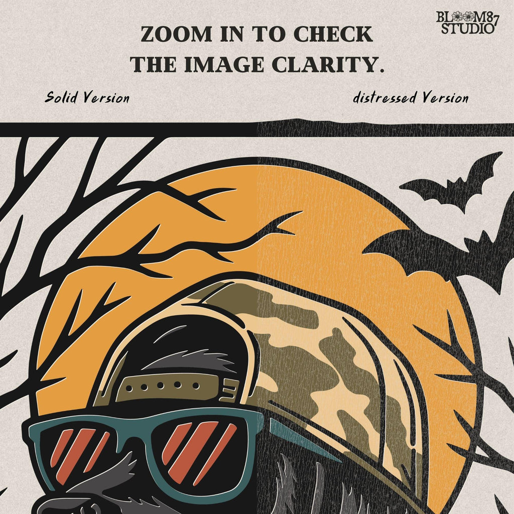 Solid version:
“Black Labrador Retriever wearing sunglasses and camo hat under full moon with bats – Halloween sublimation PNG for shirts and crafts”

Distressed version:
“Vintage distressed Black Lab Halloween sublimation PNG of Labrador Retriever in sunglasses and camo hat under moon with bats”