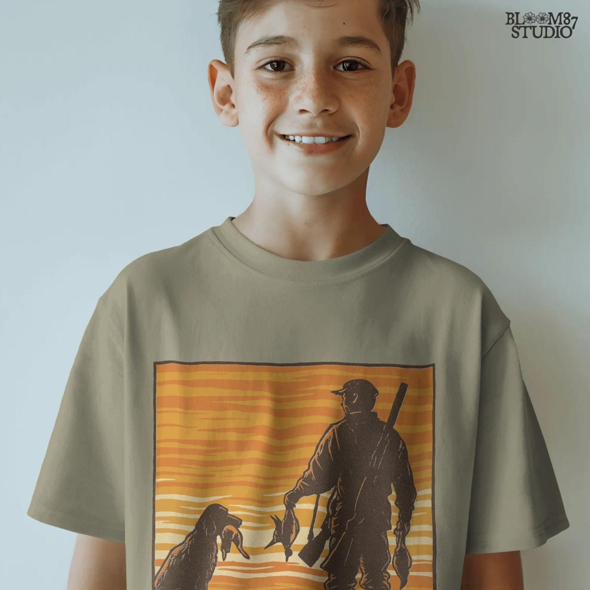 Solid version:
“Hunter with shotgun holding ducks standing beside retriever dog at sunset – rustic hunting sublimation PNG for crafts and shirts”

Distressed version:
“Vintage distressed hunting sublimation PNG of hunter and retriever dog holding ducks at sunset – rustic outdoor shirt design”