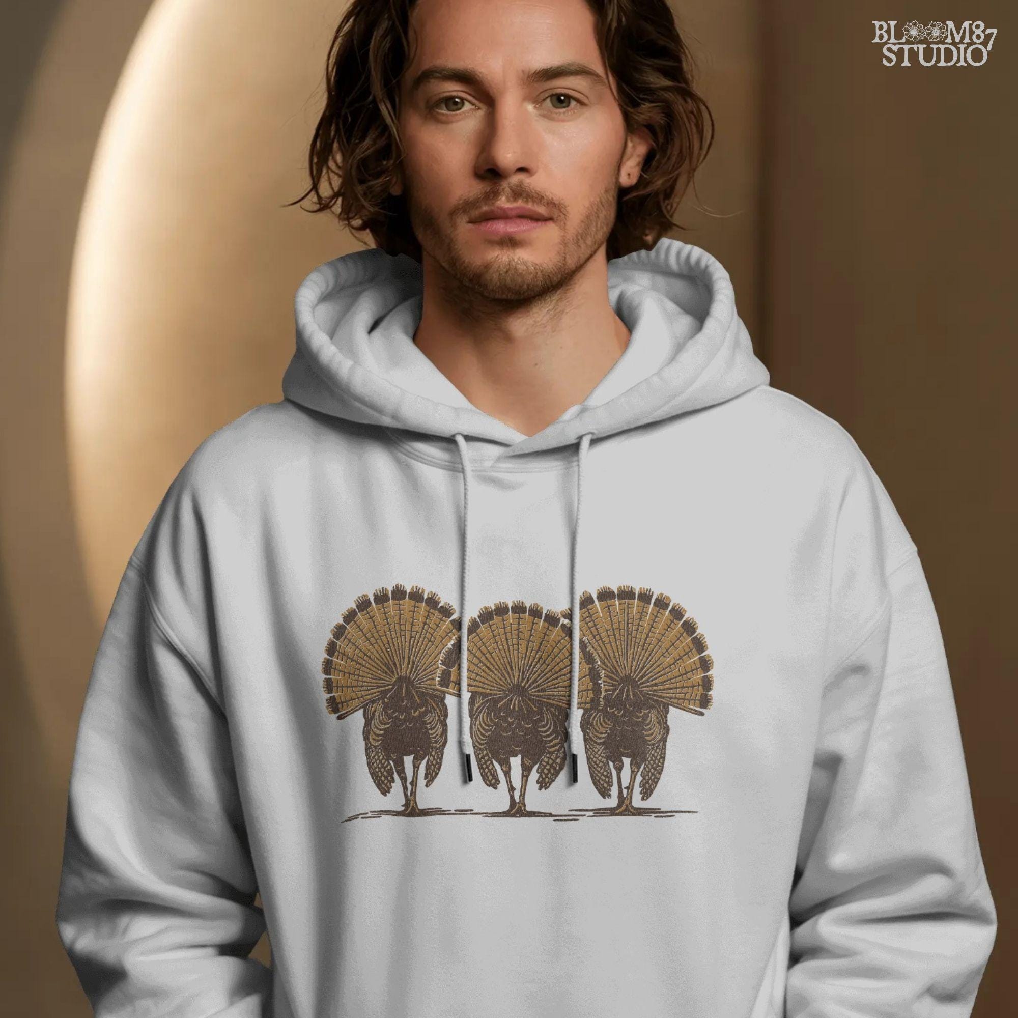 Solid version:
“Three wild turkeys with large tail feathers displayed – rustic turkey sublimation PNG for farmhouse crafts and hunting designs”

Distressed version:
“Vintage distressed turkey sublimation PNG of three wild turkeys with tail feathers fanned out – rustic hunting and farmhouse shirt design”