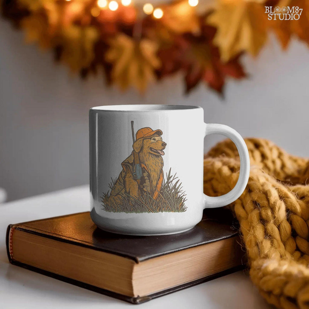 Solid version:
“Golden retriever hunting dog wearing orange camo with rifle sitting in tall grass – rustic hunting sublimation PNG for crafts and shirts”

Distressed version:
“Vintage distressed hunting sublimation PNG of golden retriever dog in orange camo with rifle sitting in tall grass – rustic outdoor shirt design”