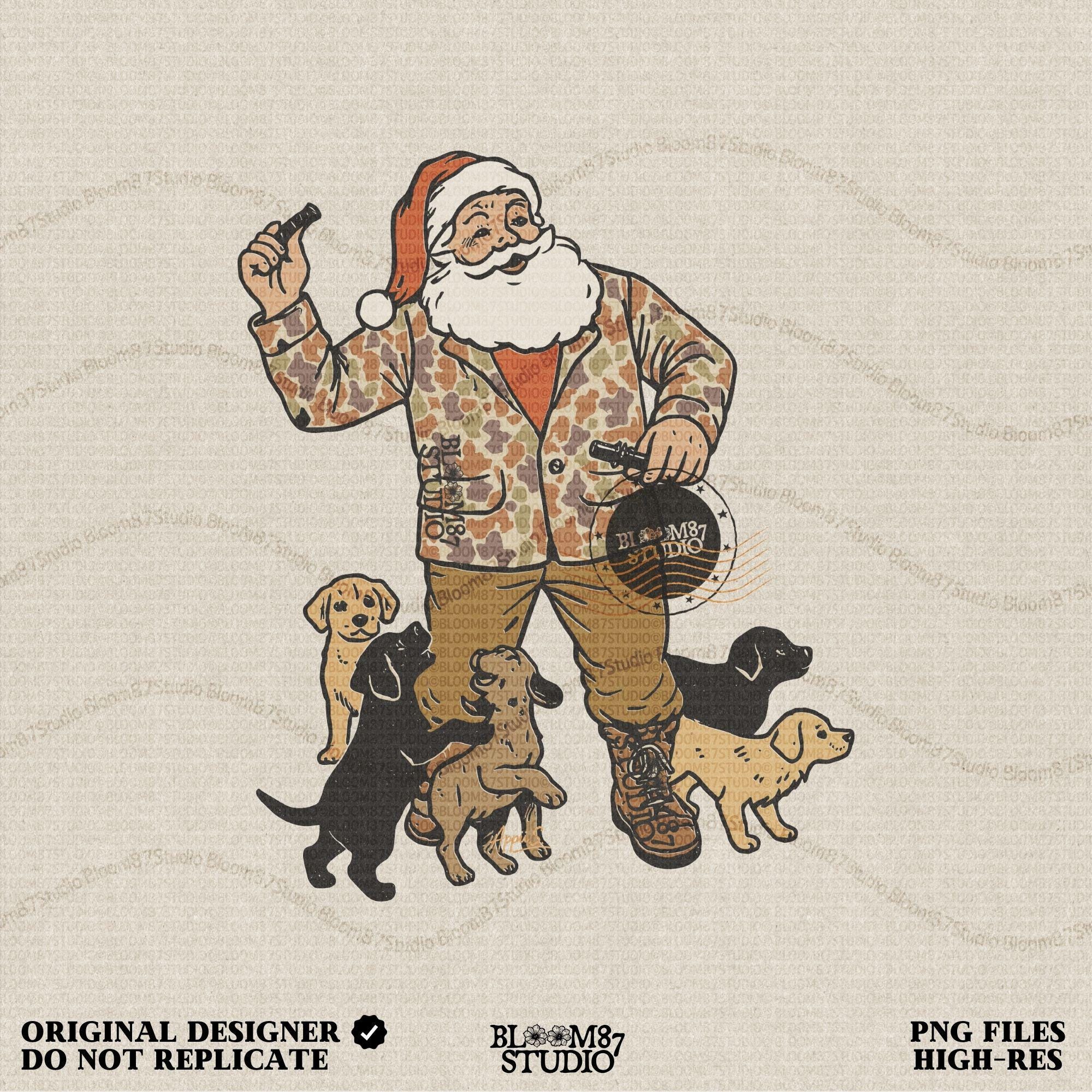 Christmas Dog PNG: Santa Camo, Holiday Puppies Clipart (Digital Download)