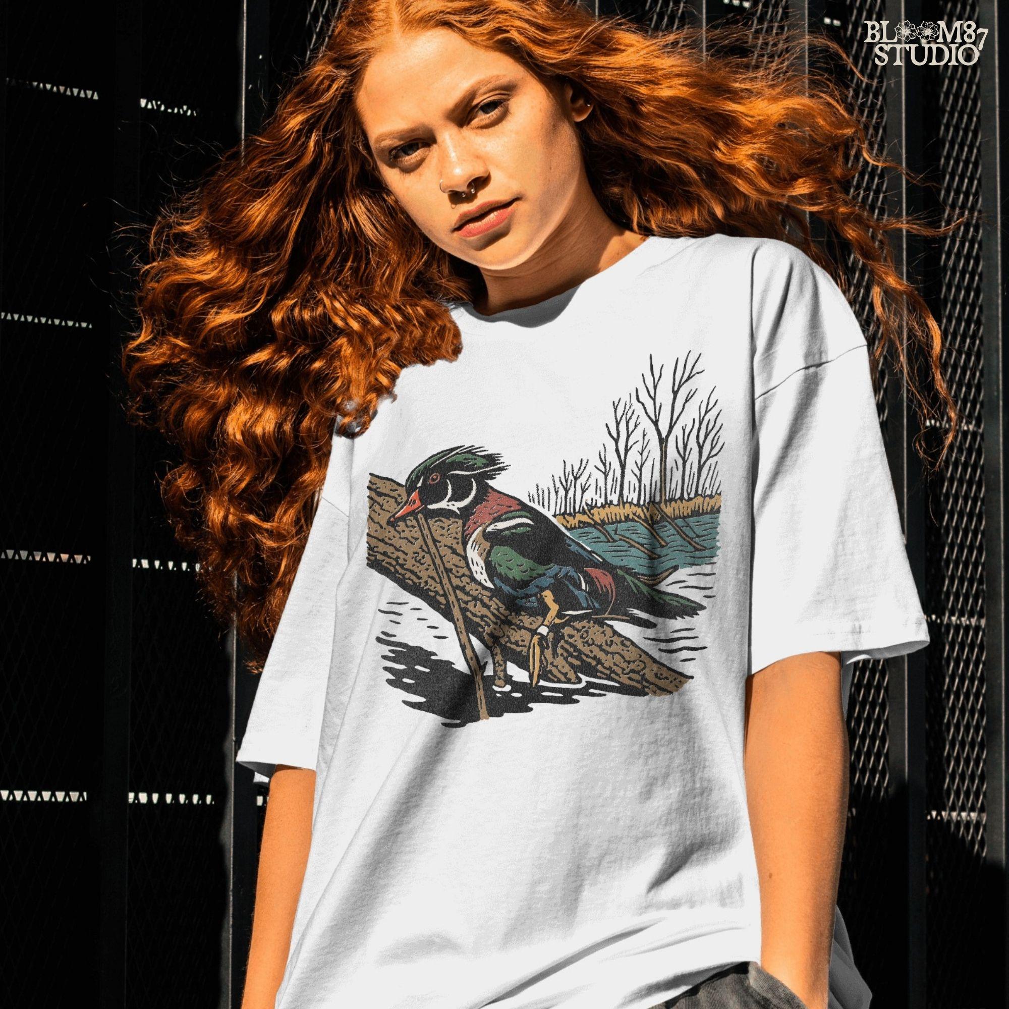 Solid version:
“Colorful wood duck perched on tree branch by lake with trees – waterfowl sublimation PNG for hunting and outdoor crafts”

Distressed version:
“Vintage distressed sublimation PNG of wood duck on branch by lake and trees – rustic hunting and lodge décor design”