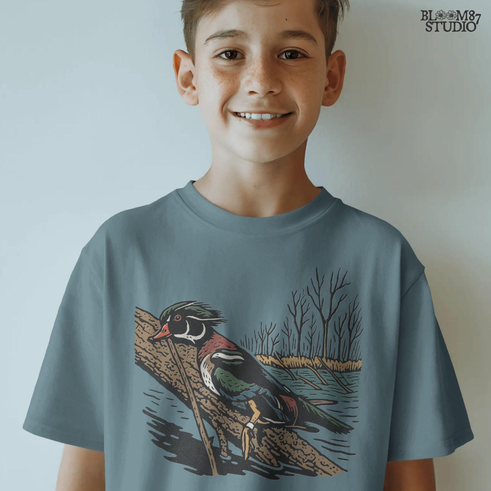 Solid version:
“Colorful wood duck perched on tree branch by lake with trees – waterfowl sublimation PNG for hunting and outdoor crafts”

Distressed version:
“Vintage distressed sublimation PNG of wood duck on branch by lake and trees – rustic hunting and lodge décor design”