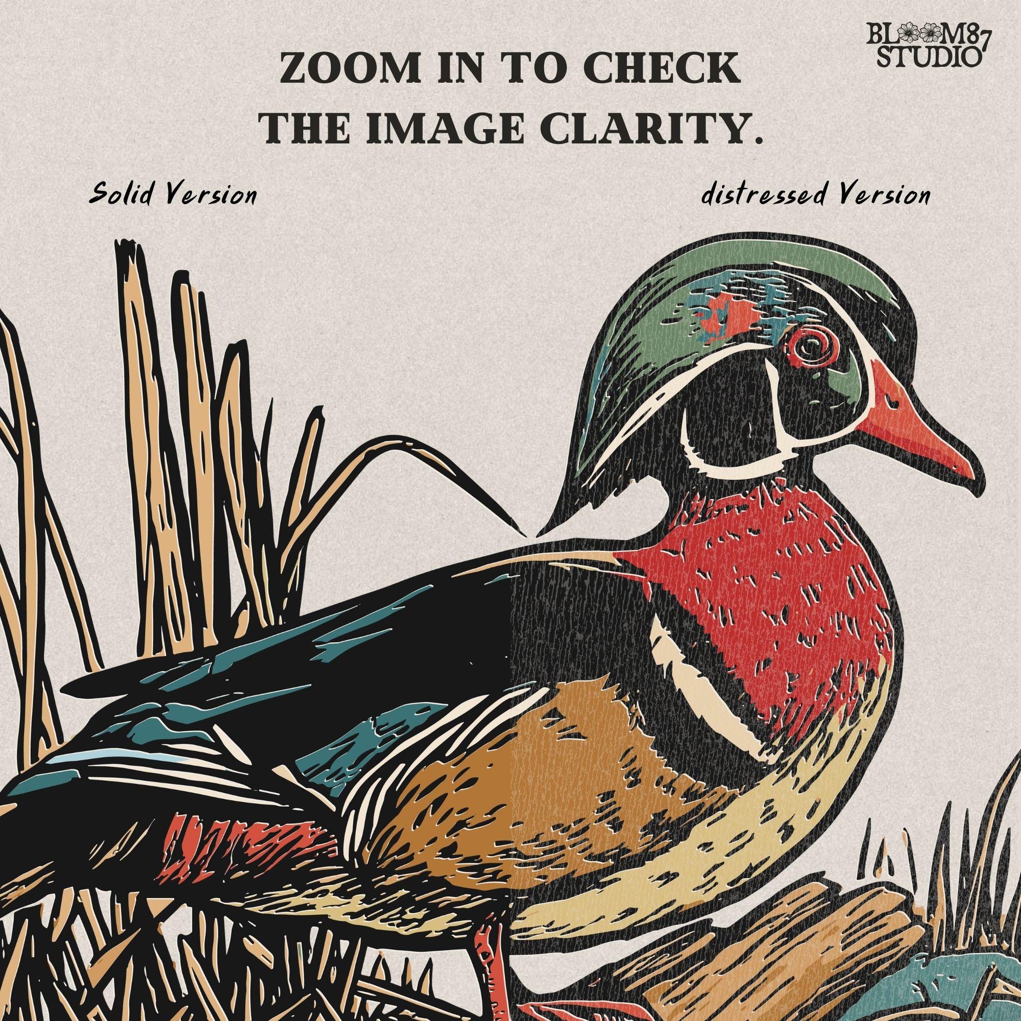 Solid version:
“Wood duck perched on log with marsh grass background – waterfowl sublimation PNG for hunting shirts and rustic cabin crafts”

Distressed version:
“Vintage distressed sublimation PNG of wood duck on log with marsh grass – rustic hunting and fall outdoor craft design”