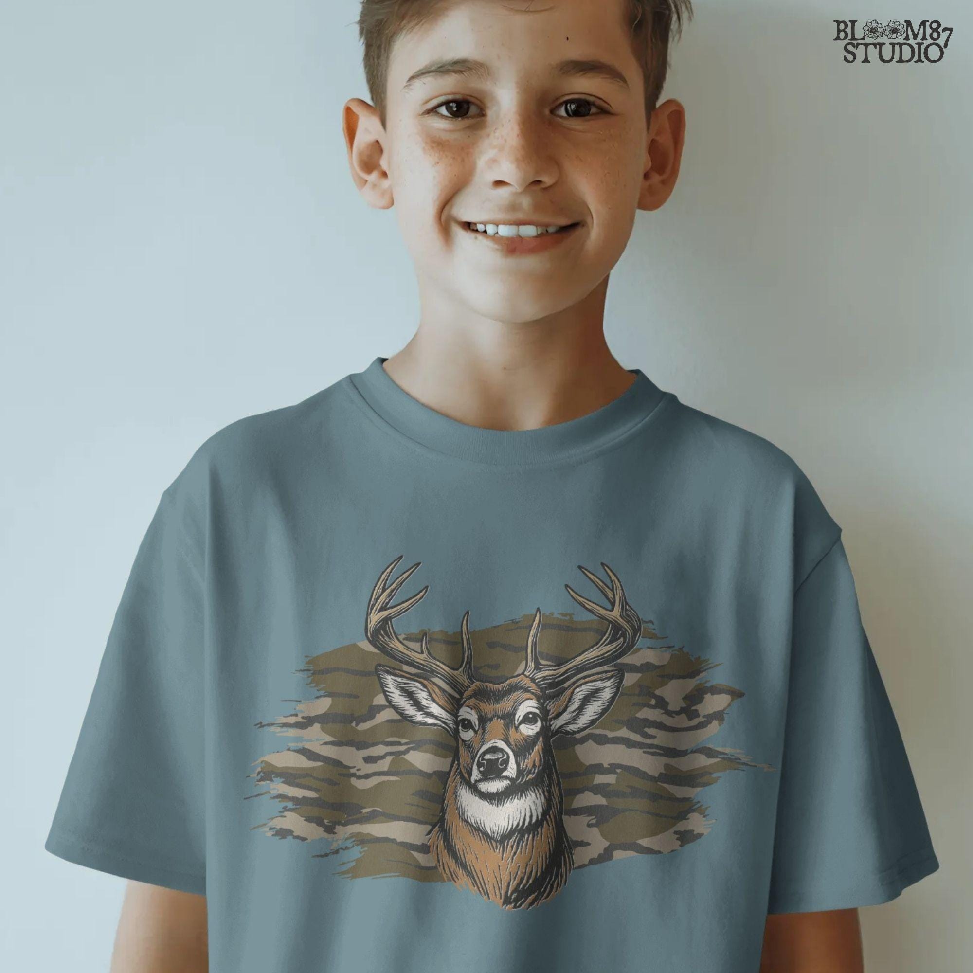 Solid version:
“Deer head with antlers in front of camouflage background – PNG for hunting sublimation, rustic lodge art, and fall crafts”

Distressed version:
“Vintage distressed PNG of deer head with antlers over camo background – rustic hunting design for shirts, mugs, and lodge décor”