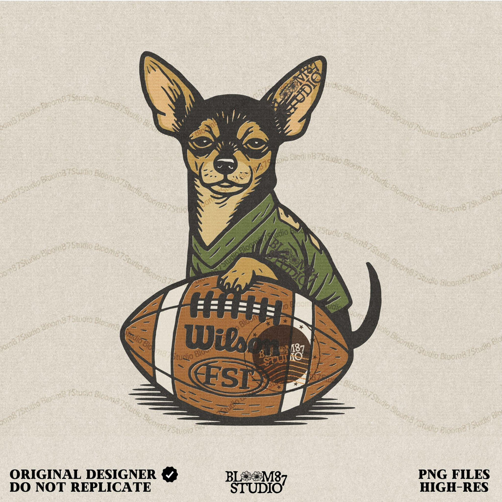 Chihuahua Football PNG: Game Day Dog Design (Digital Download)