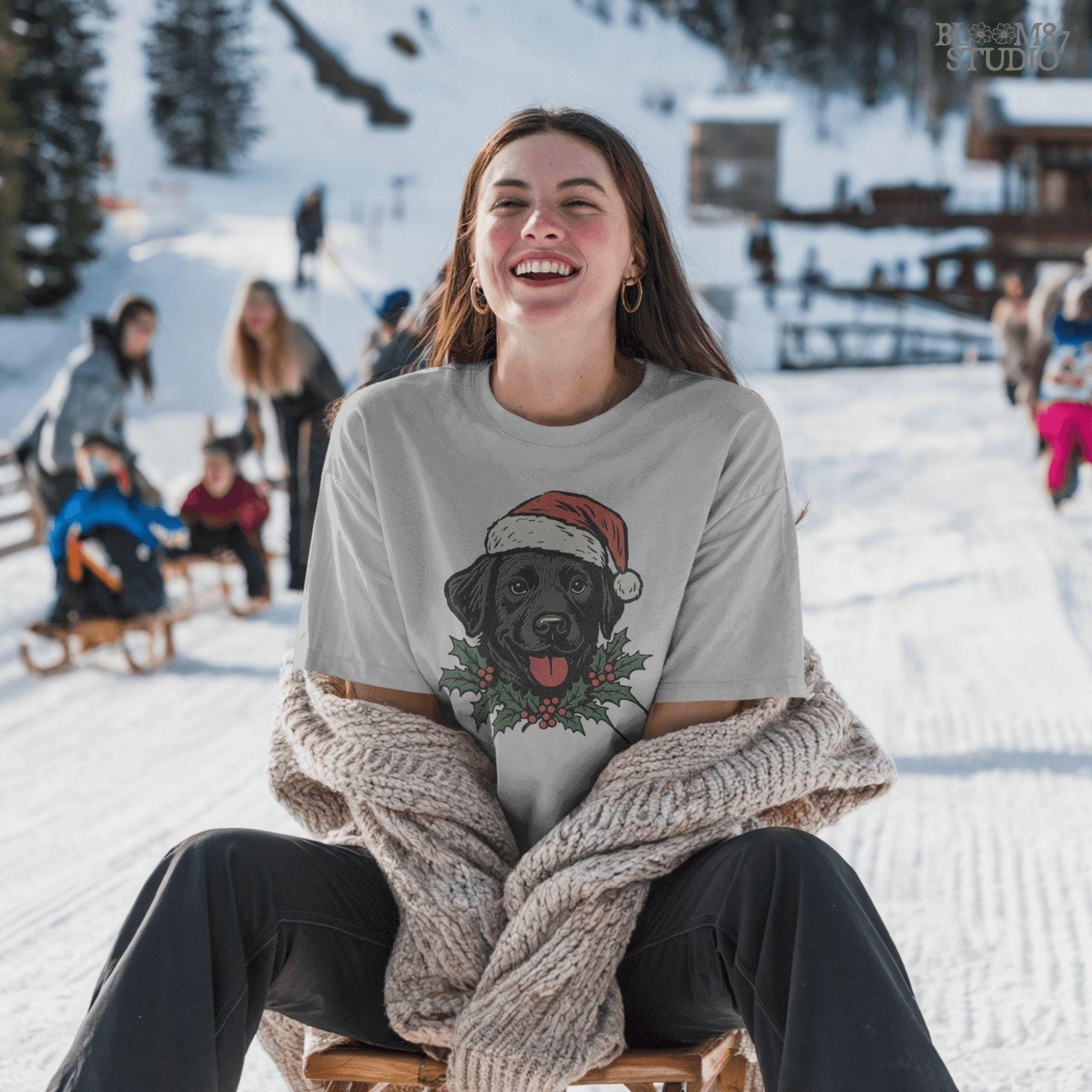 Solid Version: "Black Labrador dog wearing a Santa hat with holly leaves and berries under chin, festive PNG design for Christmas sublimation projects"
Distressed Version: "Vintage distressed PNG of Black Labrador in Santa hat with holly accents, rustic Christmas sublimation design for shirts, mugs, and crafts"