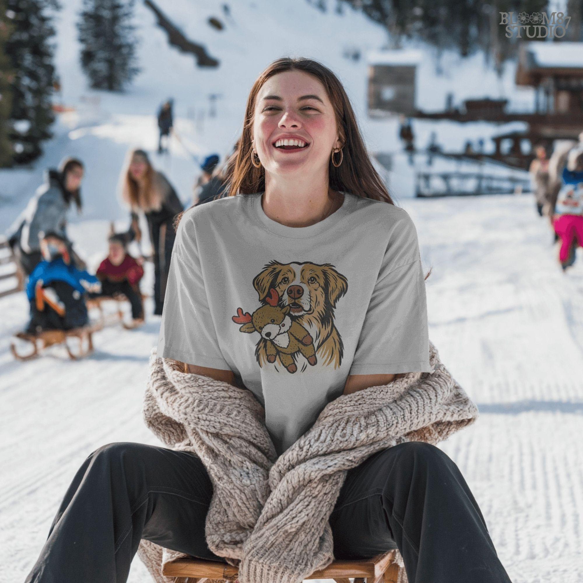 Solid Version: "Cute dog holding a plush reindeer toy, festive Christmas PNG design with holiday theme, sublimation graphic for shirts, mugs, and crafts"
Distressed Version: "Vintage distressed PNG of Christmas dog with reindeer toy, rustic sublimation artwork for holiday t-shirts, mugs, ornaments, and DIY gifts"