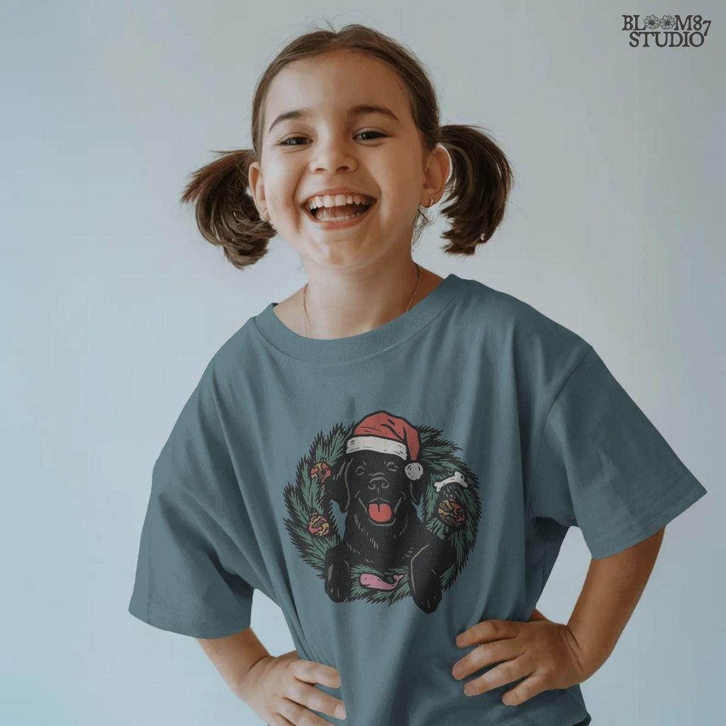 Solid Version: "Black Labrador dog wearing Santa hat sitting inside Christmas wreath with ornaments, bone, and greenery, festive PNG for sublimation"
Distressed Version: "Vintage distressed PNG of Black Labrador in Santa hat inside holiday wreath, rustic Christmas sublimation design for shirts, mugs, ornaments"