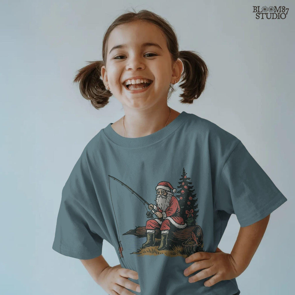 Solid Version: "Santa Claus in red suit sitting on a log fishing near Christmas tree with ornaments, festive PNG sublimation design for crafts and gifts"
Distressed Version: "Vintage distressed PNG of Santa fishing by a decorated Christmas tree, rustic sublimation design for holiday shirts, mugs, and ornaments"