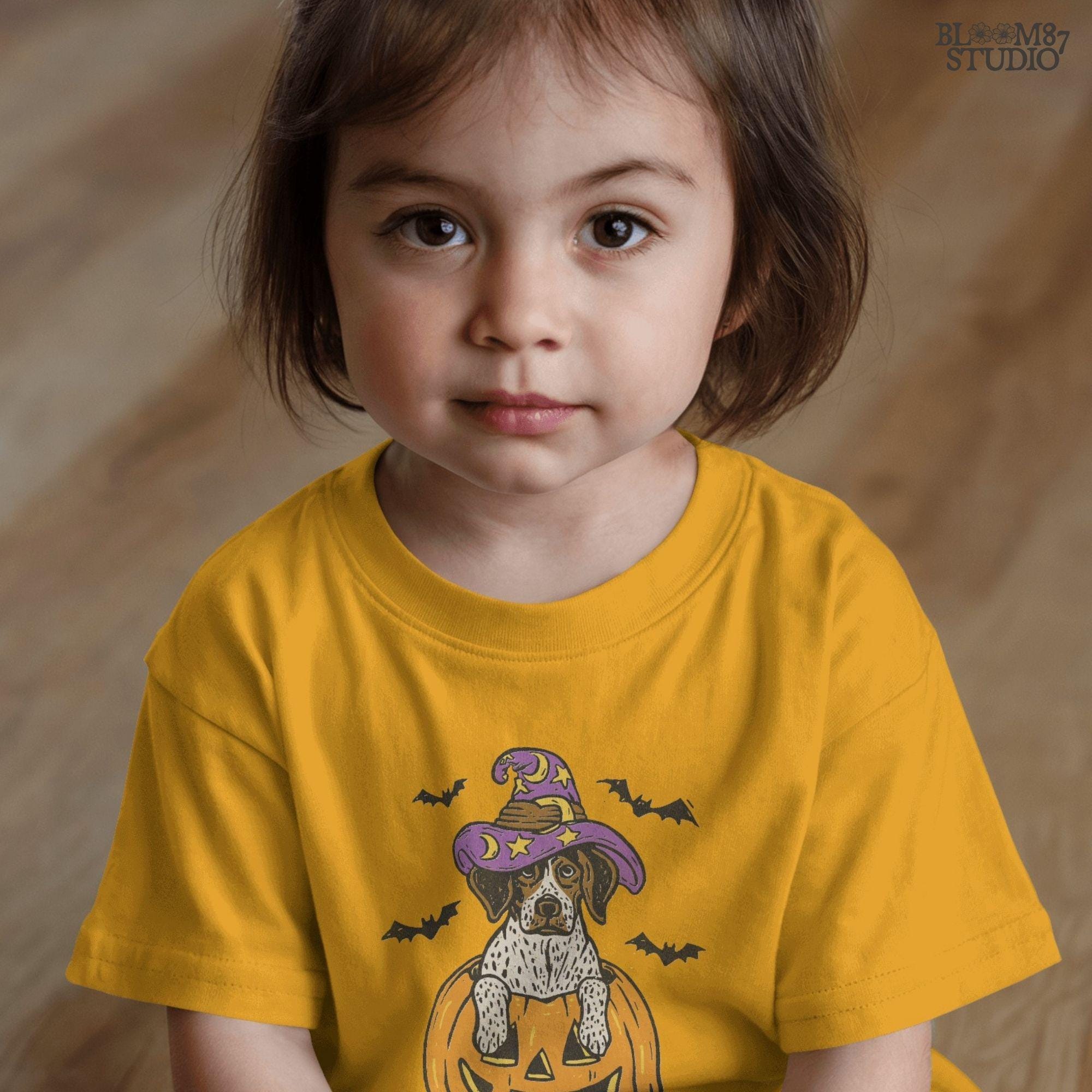 Solid version: "Puppy in pumpkin jack o lantern wearing purple witch hat with bats, Halloween sublimation PNG, solid style"

Distressed version: "Halloween puppy in carved pumpkin with witch hat and bats, sublimation PNG, vintage distressed version"