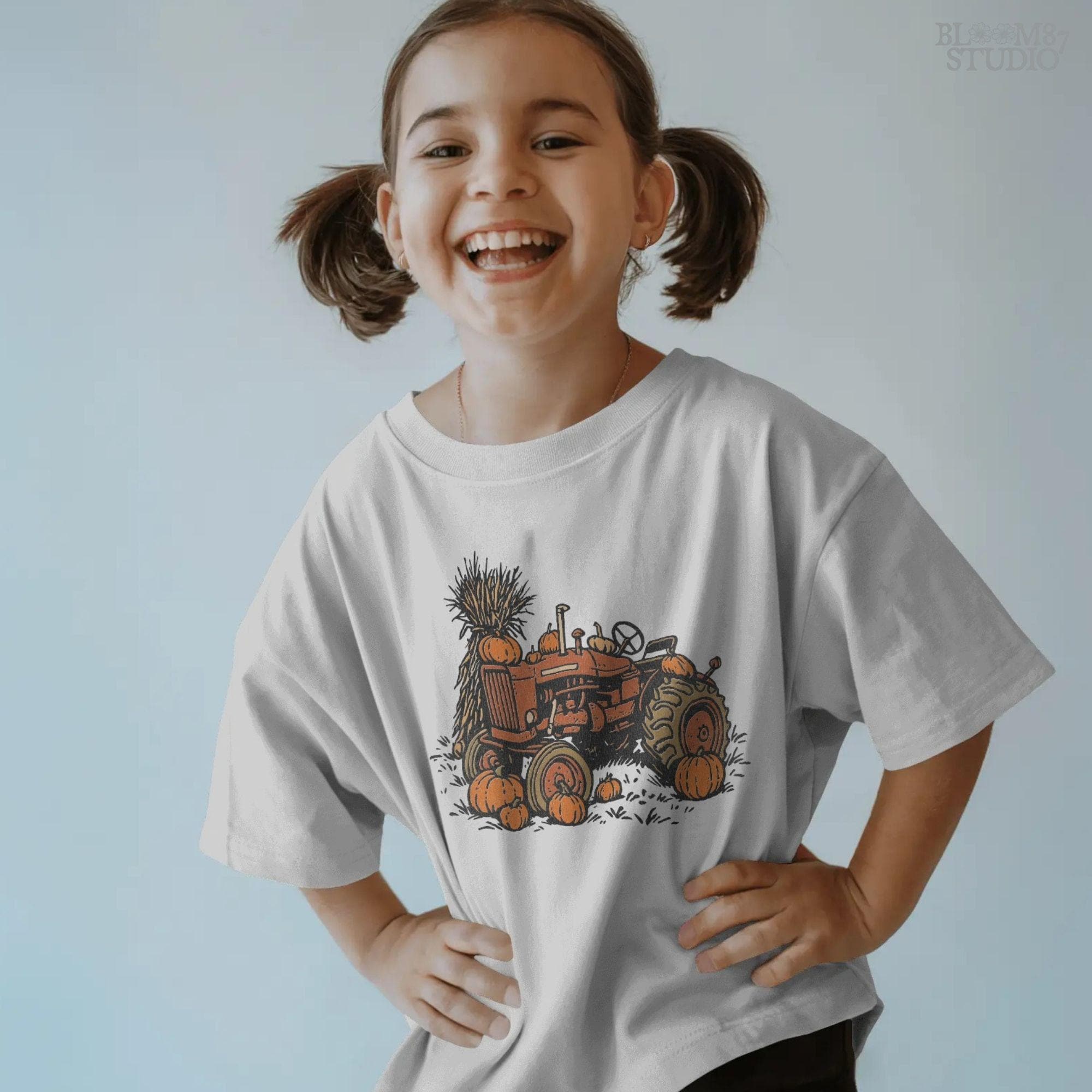 Solid version: "Vintage tractor with pumpkins and harvest décor, fall sublimation PNG design, solid version"

Distressed version: "Rustic fall tractor surrounded by pumpkins, sublimation PNG clipart, vintage distressed style"