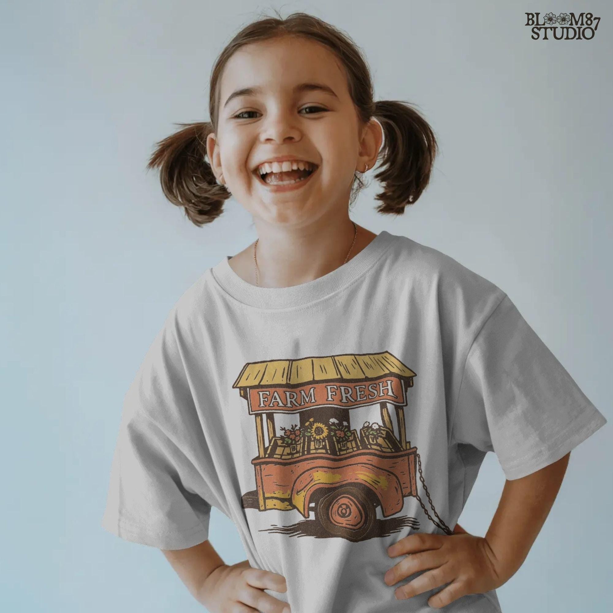 Hand-drawn Farm Fresh stand with wood textures and sunflower details, perfect autumn harvest sublimation PNG. Great for farmhouse fall shirts, mugs, rustic Thanksgiving gifts, and autumn market digital crafting.