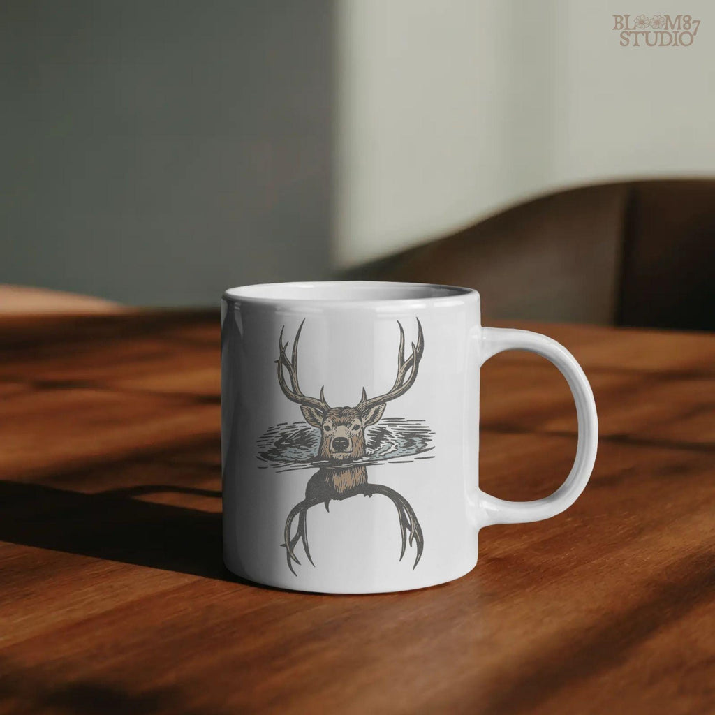 Buck hunting PNG sublimation showing antlers above lake water. Perfect rustic hunting design for lodge wall art, shirts, mugs, outdoor gifts, and deer season projects.