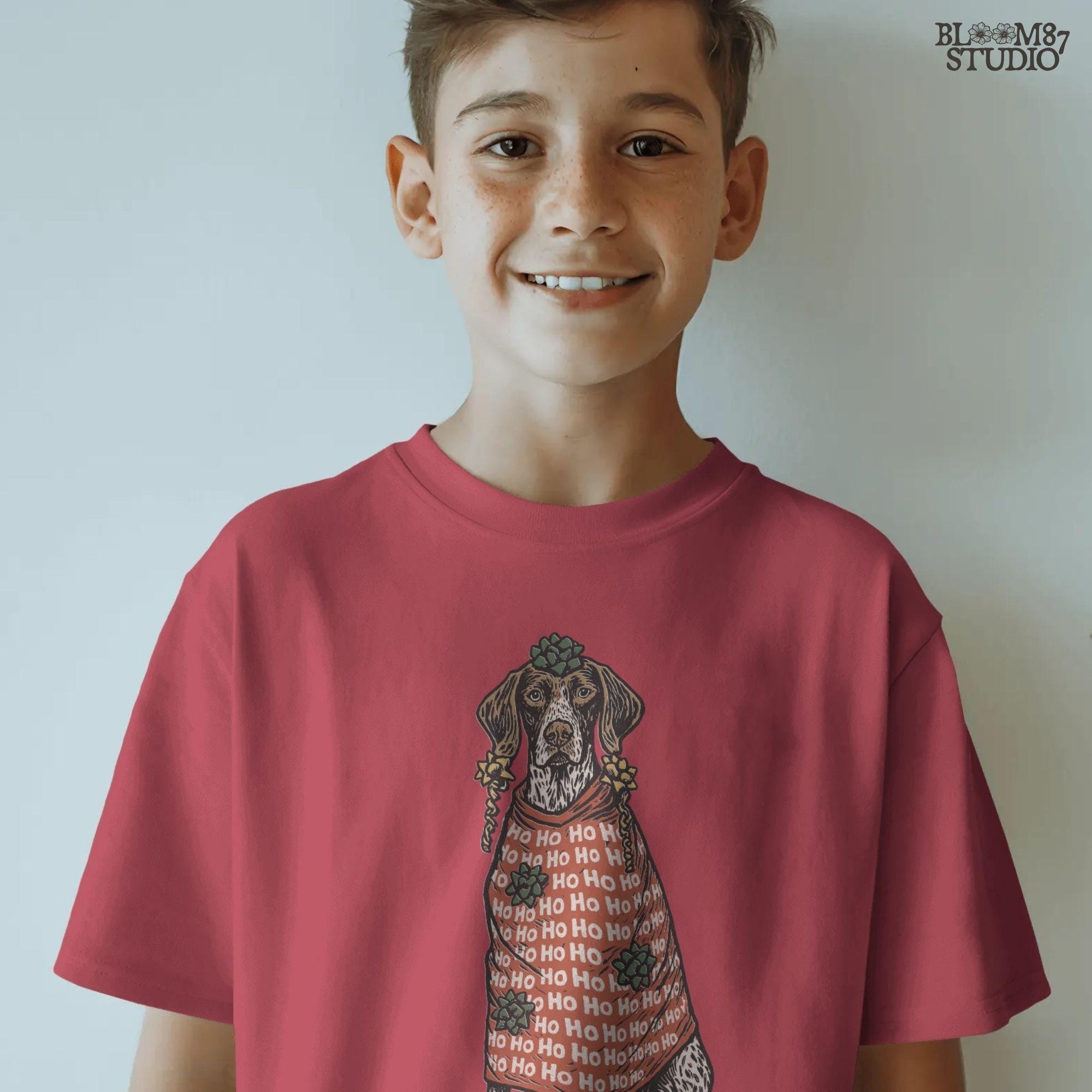 Solid version: "Christmas German Shorthaired Pointer sublimation PNG dog in red Ho Ho Ho sweater with gift bows holiday clipart solid style"

Distressed version: "German Shorthaired Pointer sublimation PNG dog wrapped like gift in Ho Ho Ho sweater with bows rustic holiday clipart distressed style"