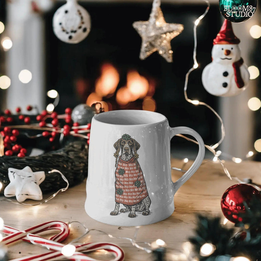 Solid version: "Christmas German Shorthaired Pointer sublimation PNG dog in red Ho Ho Ho sweater with gift bows holiday clipart solid style"

Distressed version: "German Shorthaired Pointer sublimation PNG dog wrapped like gift in Ho Ho Ho sweater with bows rustic holiday clipart distressed style"