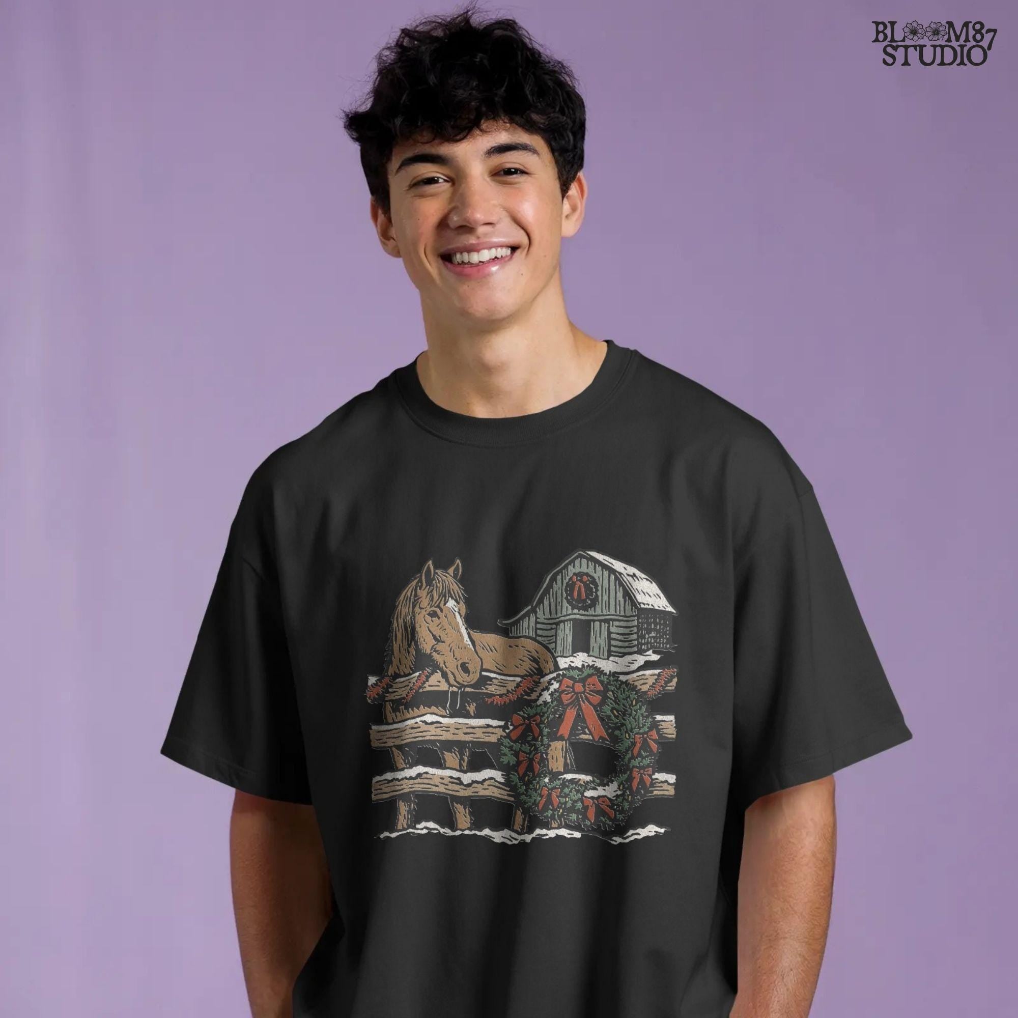 Solid version: "Christmas horse sublimation PNG with rustic barn snowy fence and holiday wreath farmhouse design solid style"

Distressed version: "Rustic Christmas horse with barn and wreath sublimation PNG winter farmhouse holiday clipart distressed style"