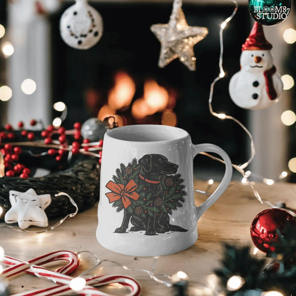 Solid version: "Christmas Black Labrador sublimation PNG dog with festive holiday wreath pinecones and red bow farmhouse design solid style"

Distressed version: "Black Labrador Christmas dog with holiday wreath pinecones and bow sublimation PNG rustic farmhouse clipart distressed style"