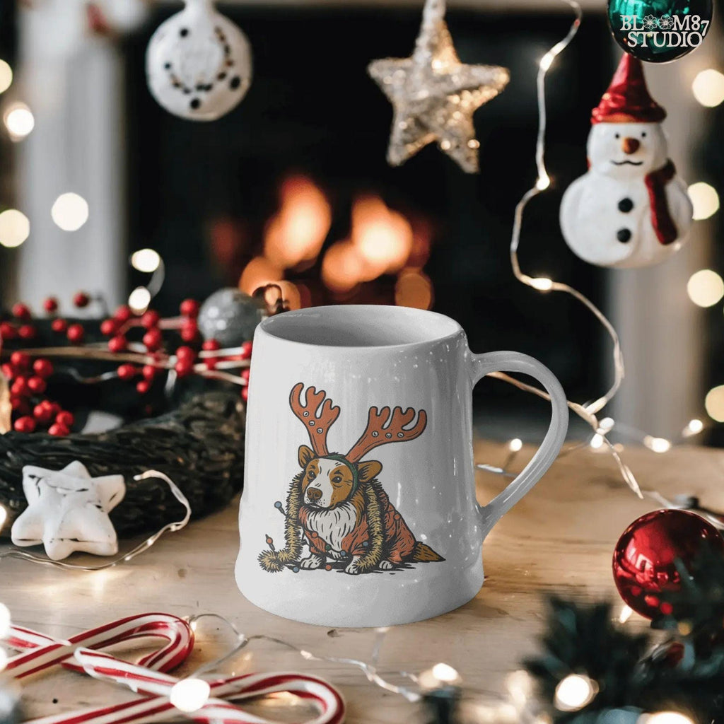 Solid version: "Christmas Corgi sublimation PNG dog in reindeer costume with holiday lights festive clipart solid style"

Distressed version: "Corgi Christmas dog in reindeer outfit with lights sublimation PNG rustic festive clipart distressed style"