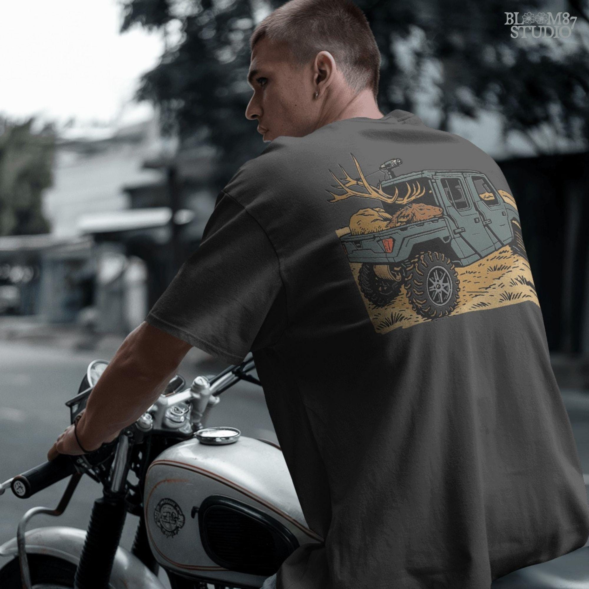 Solid version: "Hunting UTV sublimation PNG off road truck carrying trophy elk with large antlers rustic outdoorsman clipart solid style"

Distressed version: "Off road UTV truck hunting design with elk in back sublimation PNG rustic outdoors country clipart distressed style"