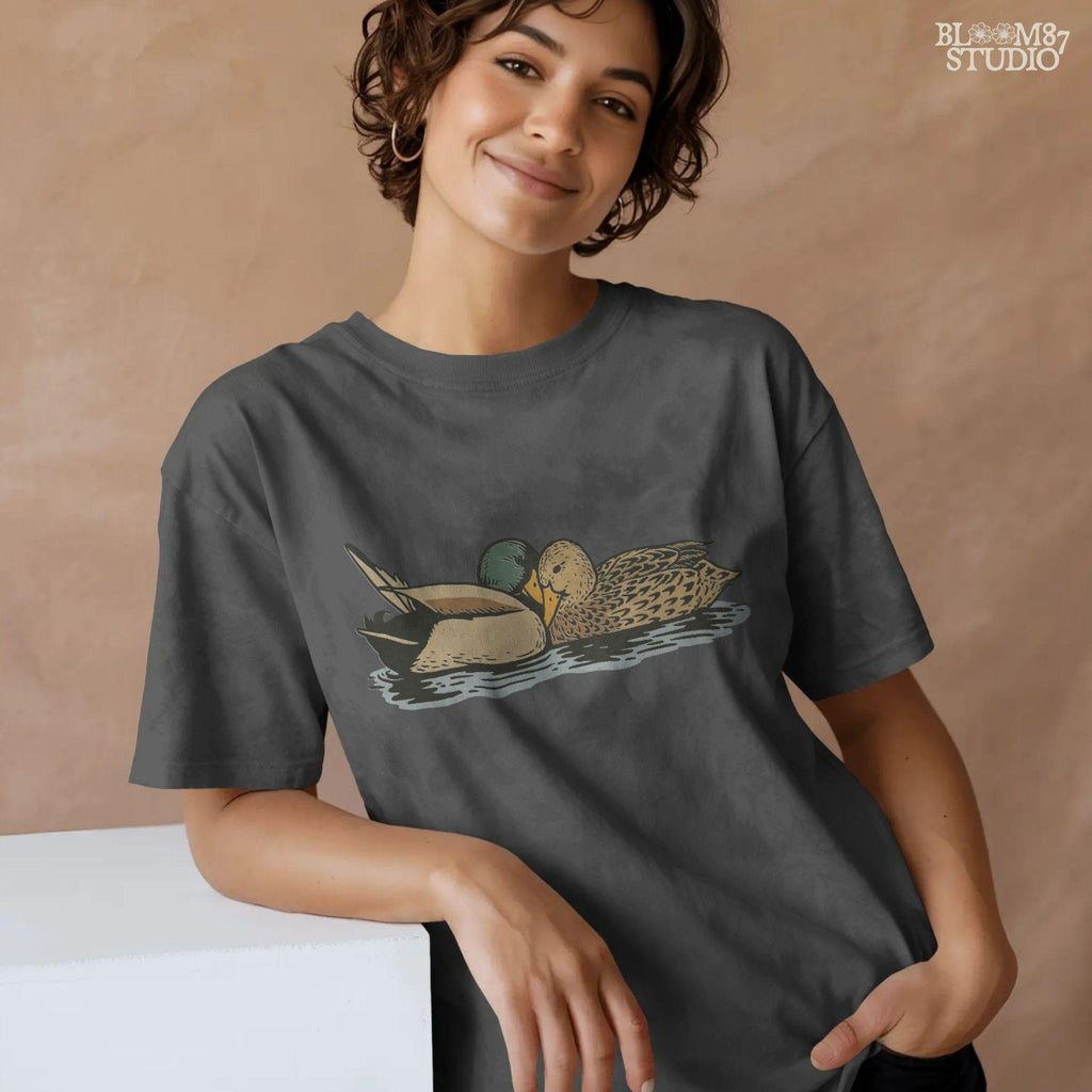 Mallard duck hunting sublimation clipart showing detailed artwork of ducks, great for hunting lodge prints, farmhouse decor, sublimation shirts, rustic wall art, and wildlife hunting gifts.