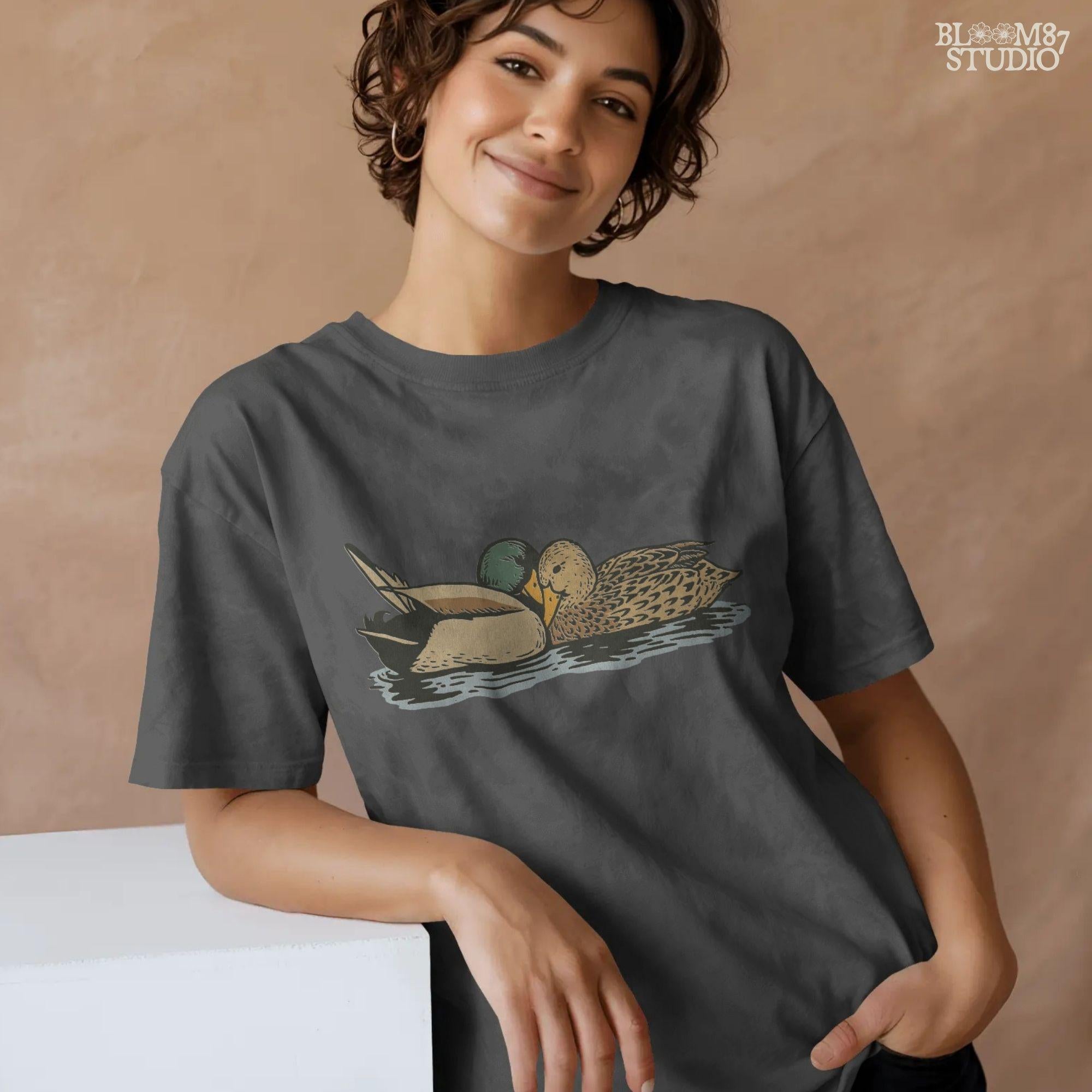 Mallard duck hunting sublimation clipart showing detailed artwork of ducks, great for hunting lodge prints, farmhouse decor, sublimation shirts, rustic wall art, and wildlife hunting gifts.