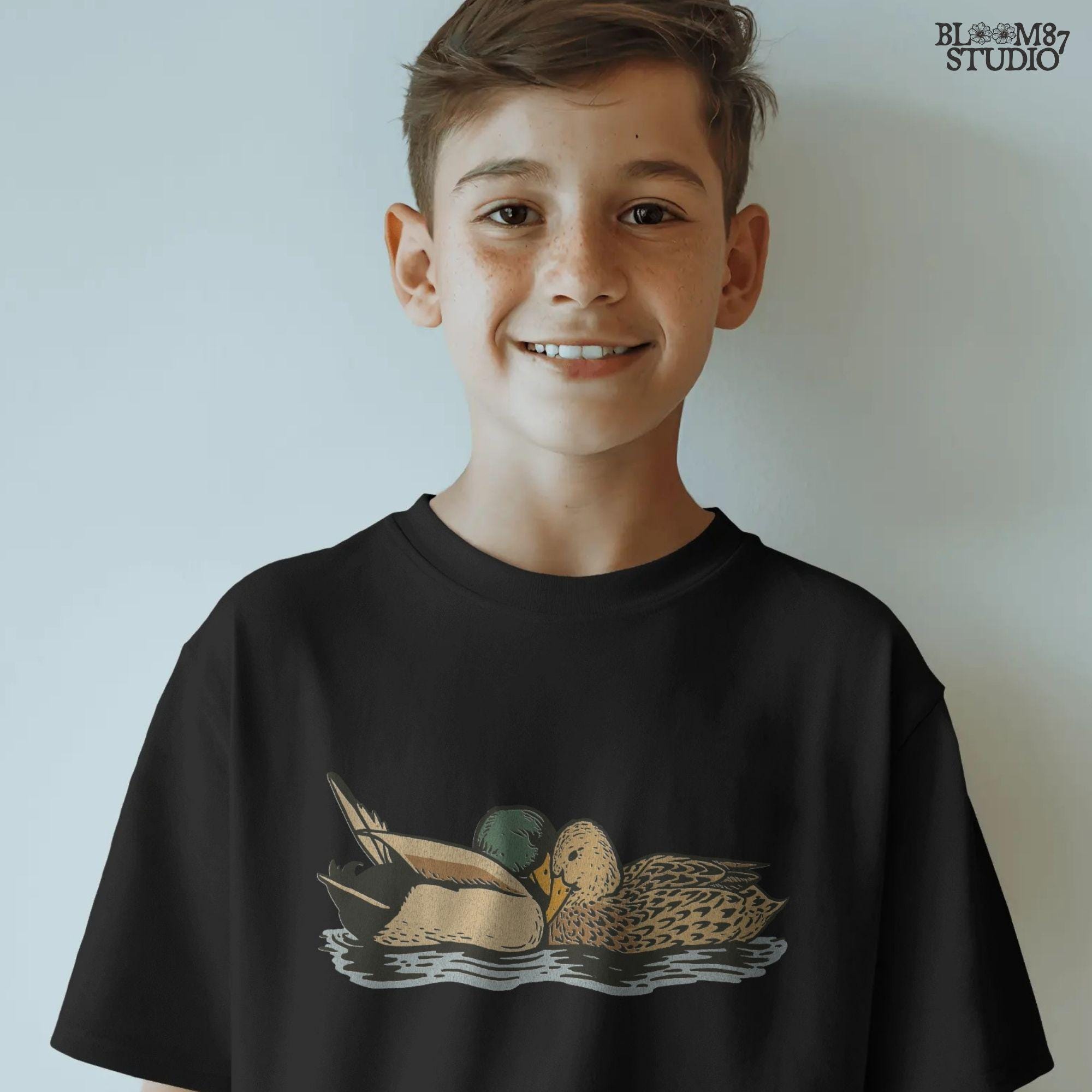 Hand-drawn mallard hunting PNG showing two ducks on water, great for fall hunting season shirts, sublimation mugs, farmhouse rustic decor, hunting lodge art, and outdoors gifts.