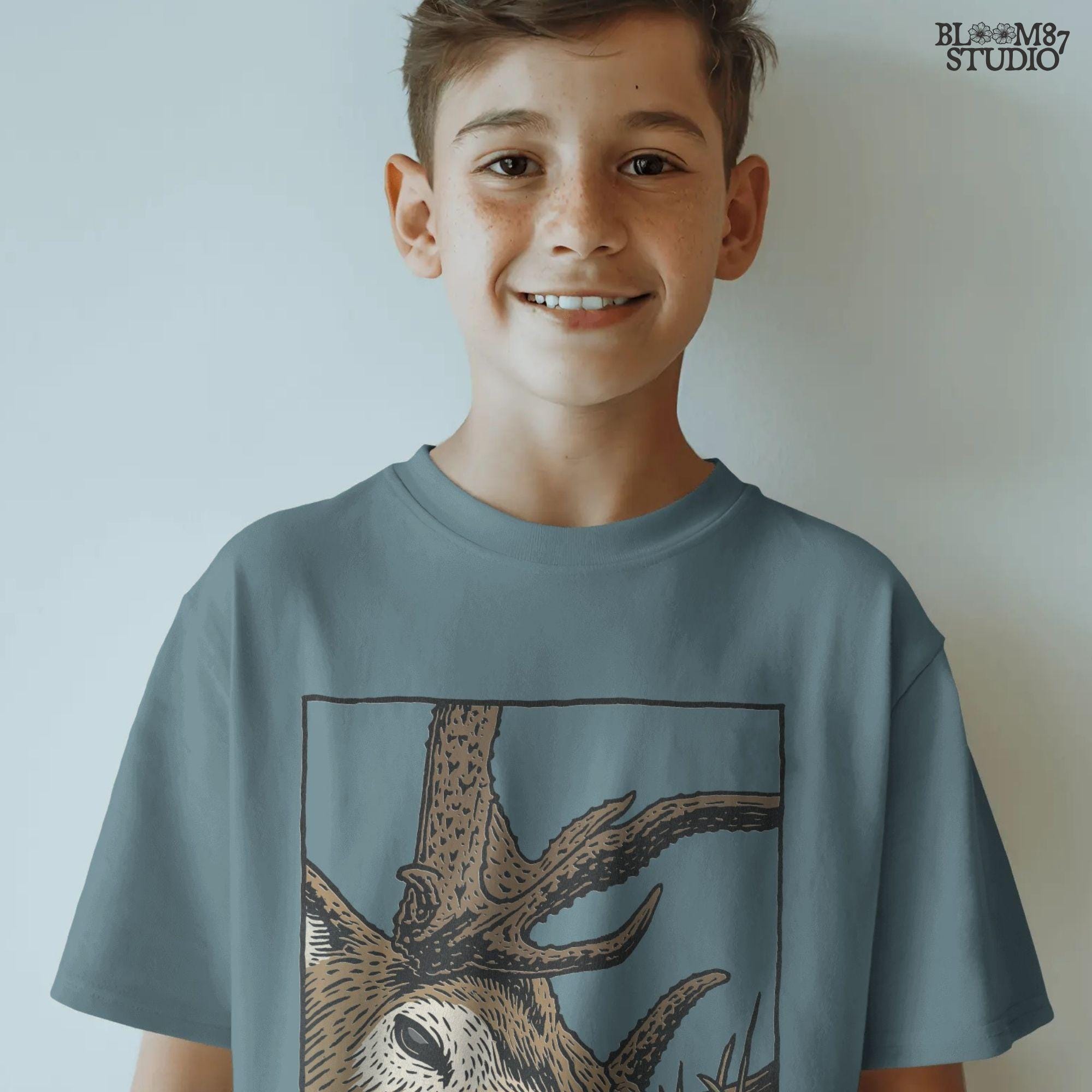 Artistic illustration of a buck head designed for deer hunting apparel and gifts. Perfect for hunters who want sublimation designs for shirts, mugs, or wall prints.