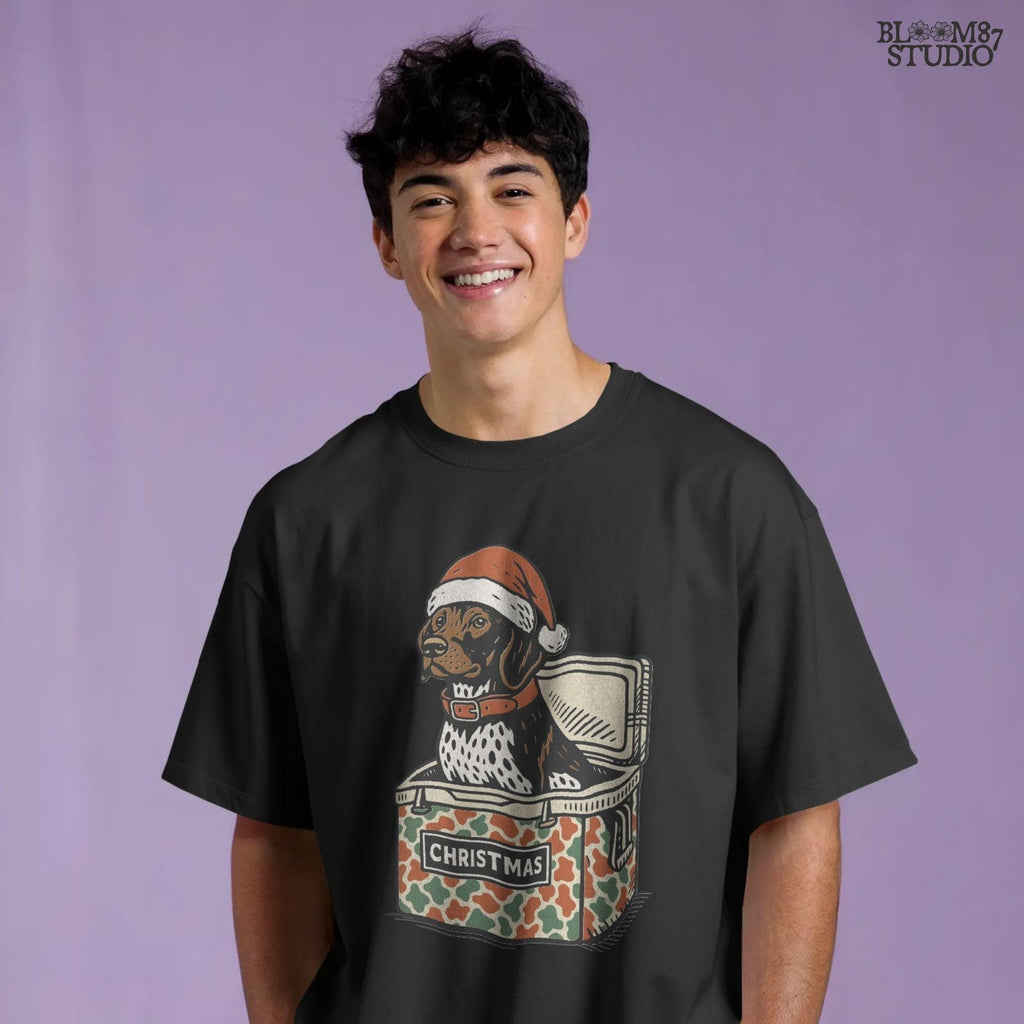 Solid Version:
Vintage illustration of a dog in a Santa hat sitting inside a camo-patterned Christmas cooler, sublimation PNG for rustic holiday crafts and pet decor.

Distressed Version:
Distressed artwork of a Christmas dog in camo cooler with Santa hat, funny sublimation PNG perfect for farmhouse festive shirts, mugs, and seasonal gifts.