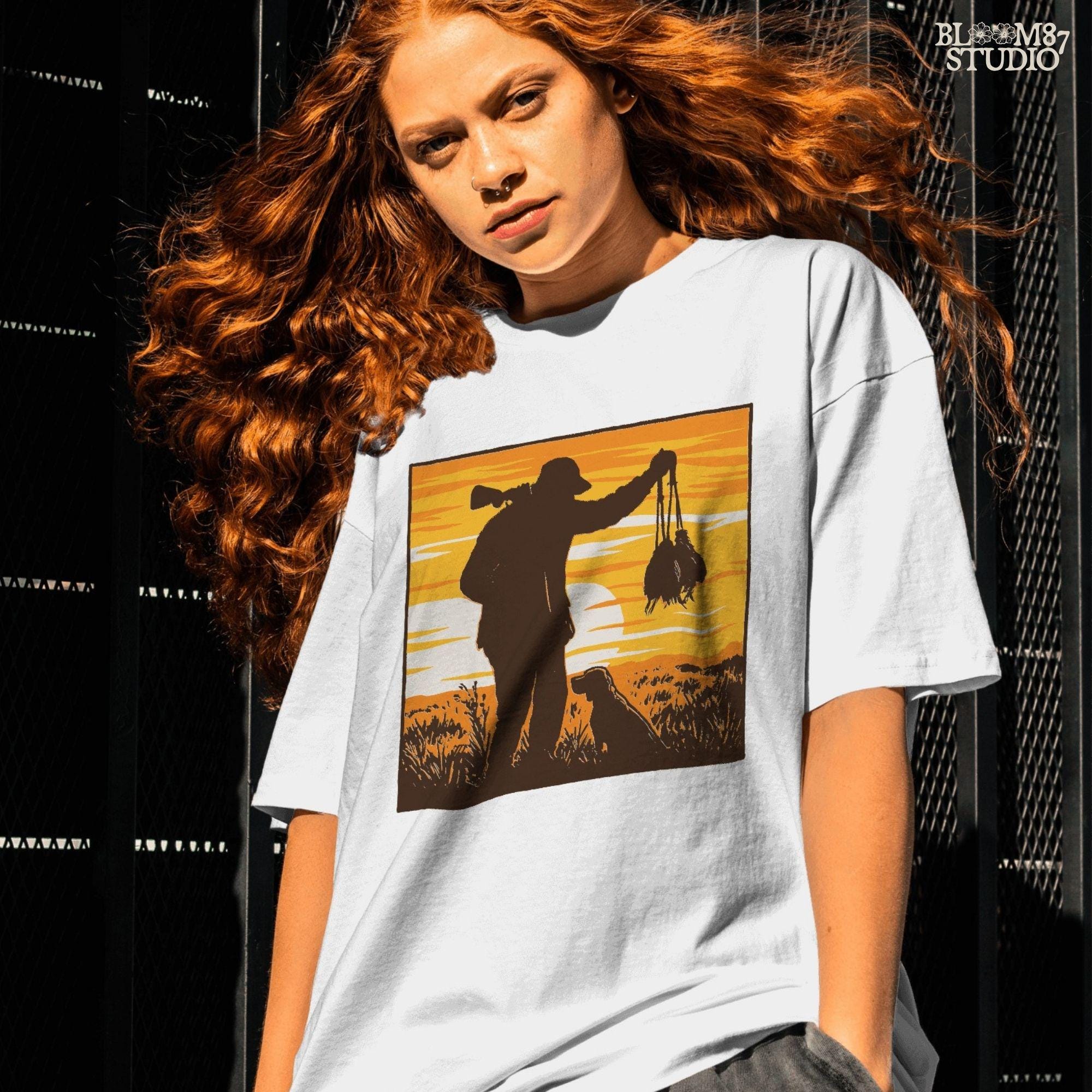 Solid version:
“Hunter with rifle carrying game birds standing beside retriever dog at sunset – rustic hunting sublimation PNG for crafts and shirts”

Distressed version:
“Vintage distressed hunting sublimation PNG of hunter with rifle and retriever dog holding game birds at sunset – rustic outdoor shirt design”