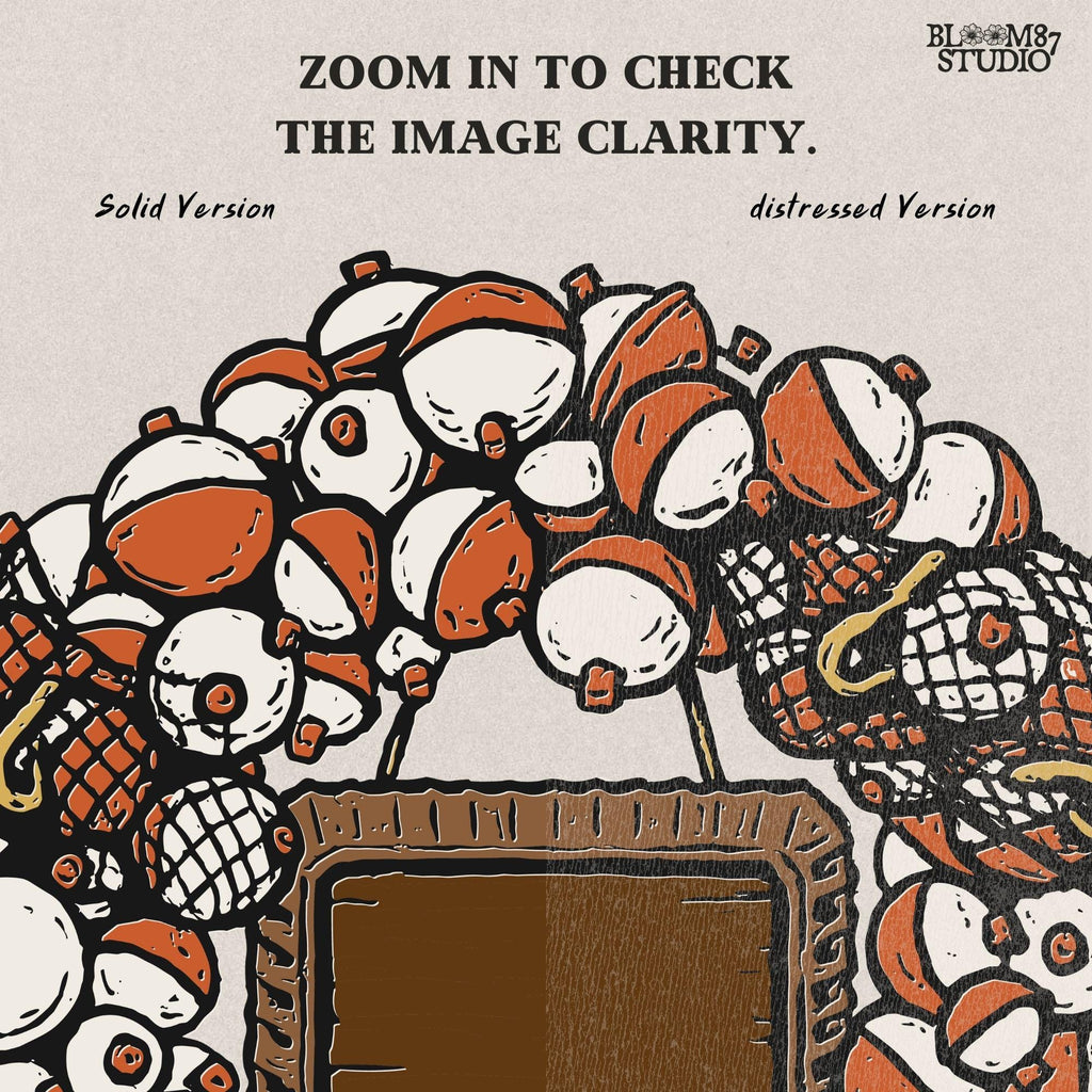 Solid version:
“Christmas fishing wreath made of bobbers, hooks, and tackle with blank wooden sign – rustic holiday sublimation PNG for shirts and crafts”

Distressed version:
“Vintage distressed Christmas fishing wreath sublimation PNG of bobbers and tackle with blank sign – rustic holiday lodge décor design”