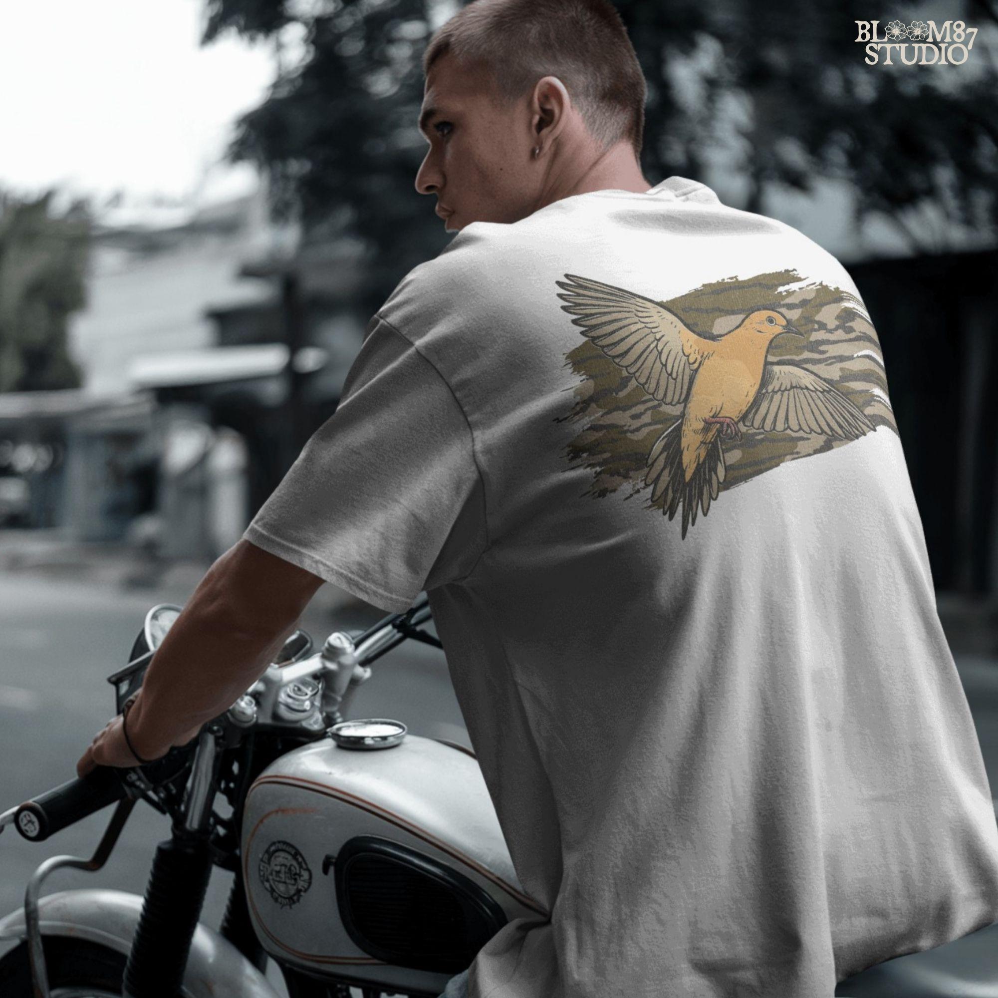 Solid version: Illustration of a mourning dove flying with wings spread, set against a camouflage background, hunting sublimation PNG.
Distressed version: Vintage mourning dove in flight with camo background, rustic distressed hunting PNG for outdoor crafts.