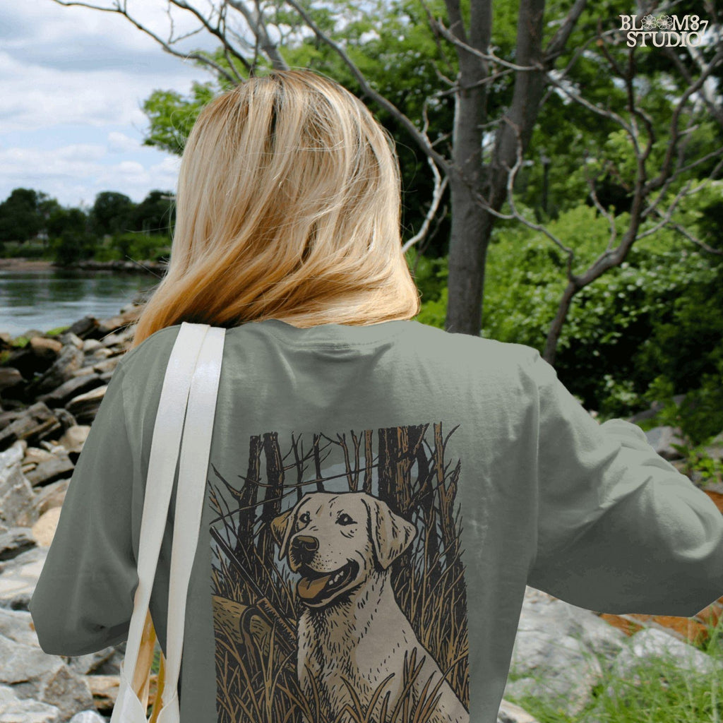 Solid Version: Hunting dog PNG Labrador retriever in grass with gun, solid style for hunting shirt design, hunting season decor, and outdoors apparel

Distressed Version: Hunting dog PNG Labrador retriever in grass with gun, distressed vintage style for hunting shirt design, hunting season decor, and outdoors apparel