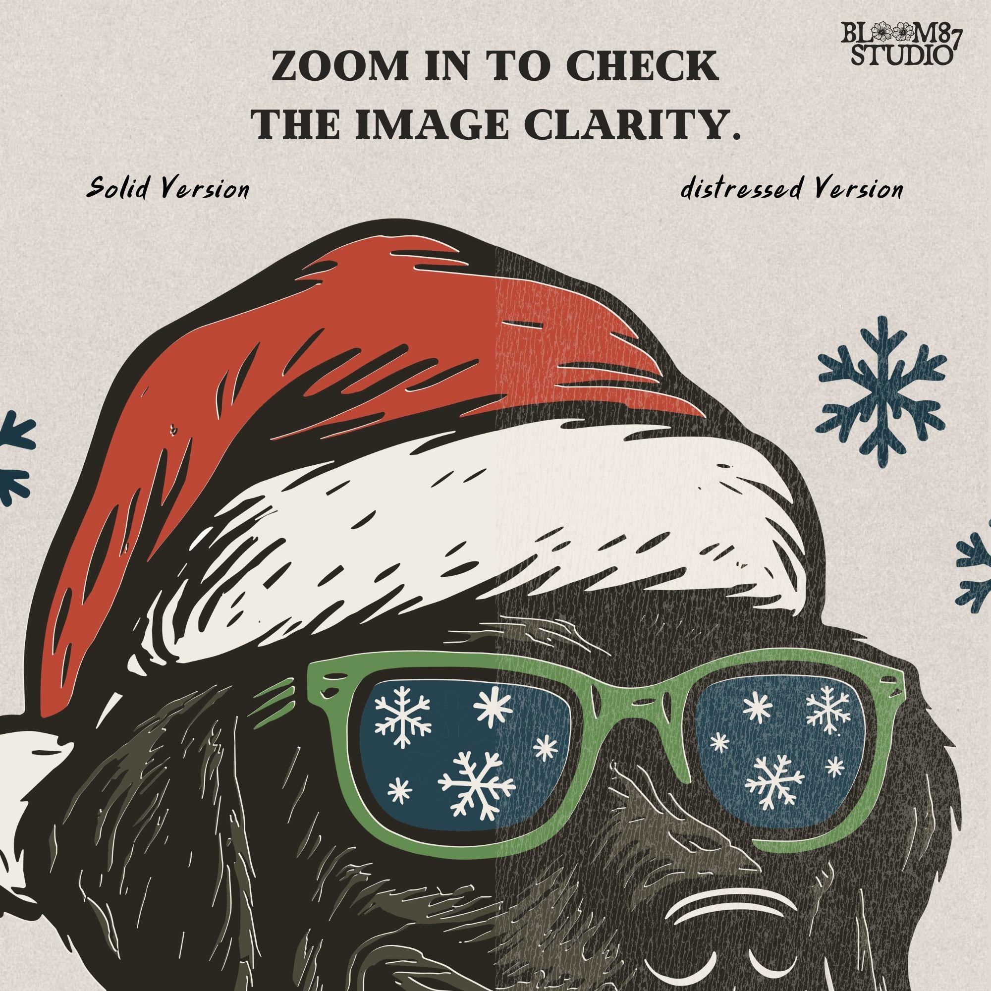 Festive Labrador dog wearing Santa hat and scarf with snowflakes, ideal Christmas PNG for sublimation, Cricut, and Silhouette projects.