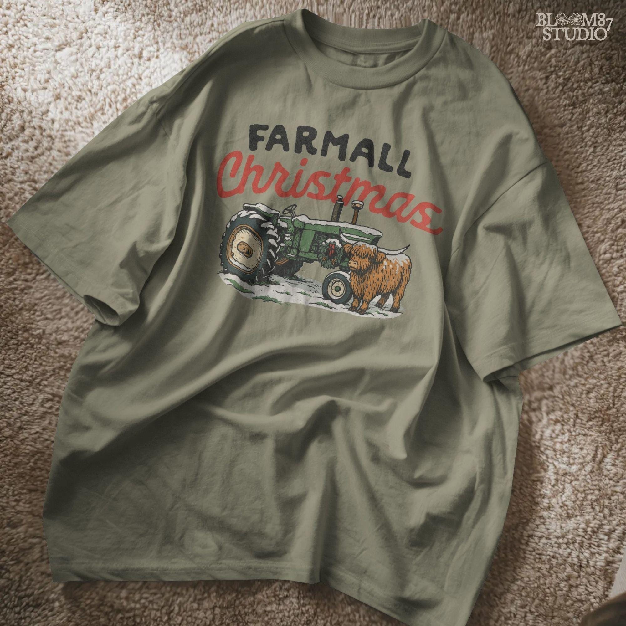 High-quality Farm Christmas sublimation PNG with a tractor, snow, and Highland cow. Great for farmhouse holiday crafts, personalized Christmas mugs, rustic shirts, digital downloads, barn tractor décor, and gifts for tractor lovers or country families who enjoy festive designs.