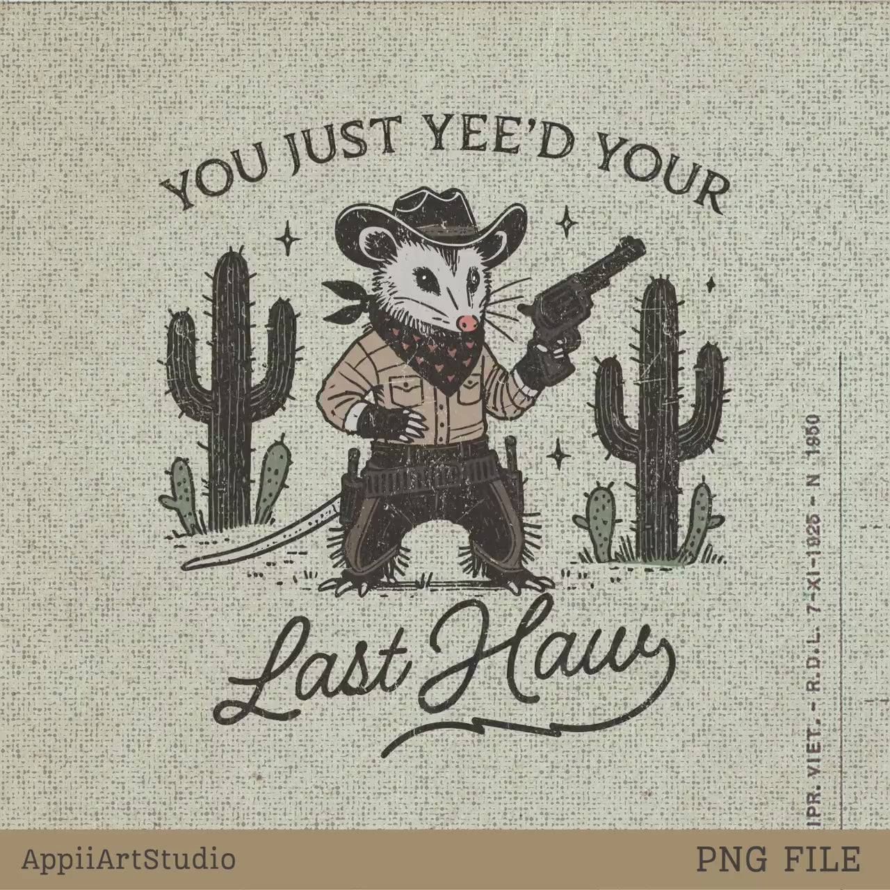 You Just Yeed Opossum Funnies With Gun Png Westerncowboy Vintage Deserts Sublime Design Png Downloadable Transparent Background Clipart Png